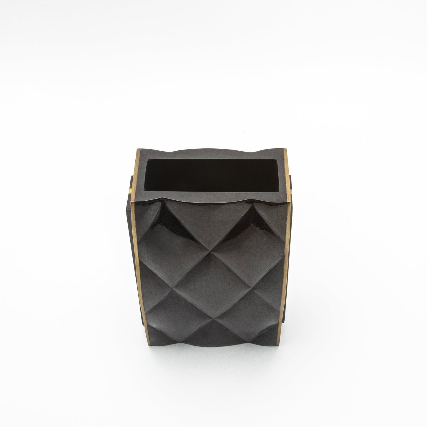 Quilted Vase in Black Shell with Brass by KIFU Paris