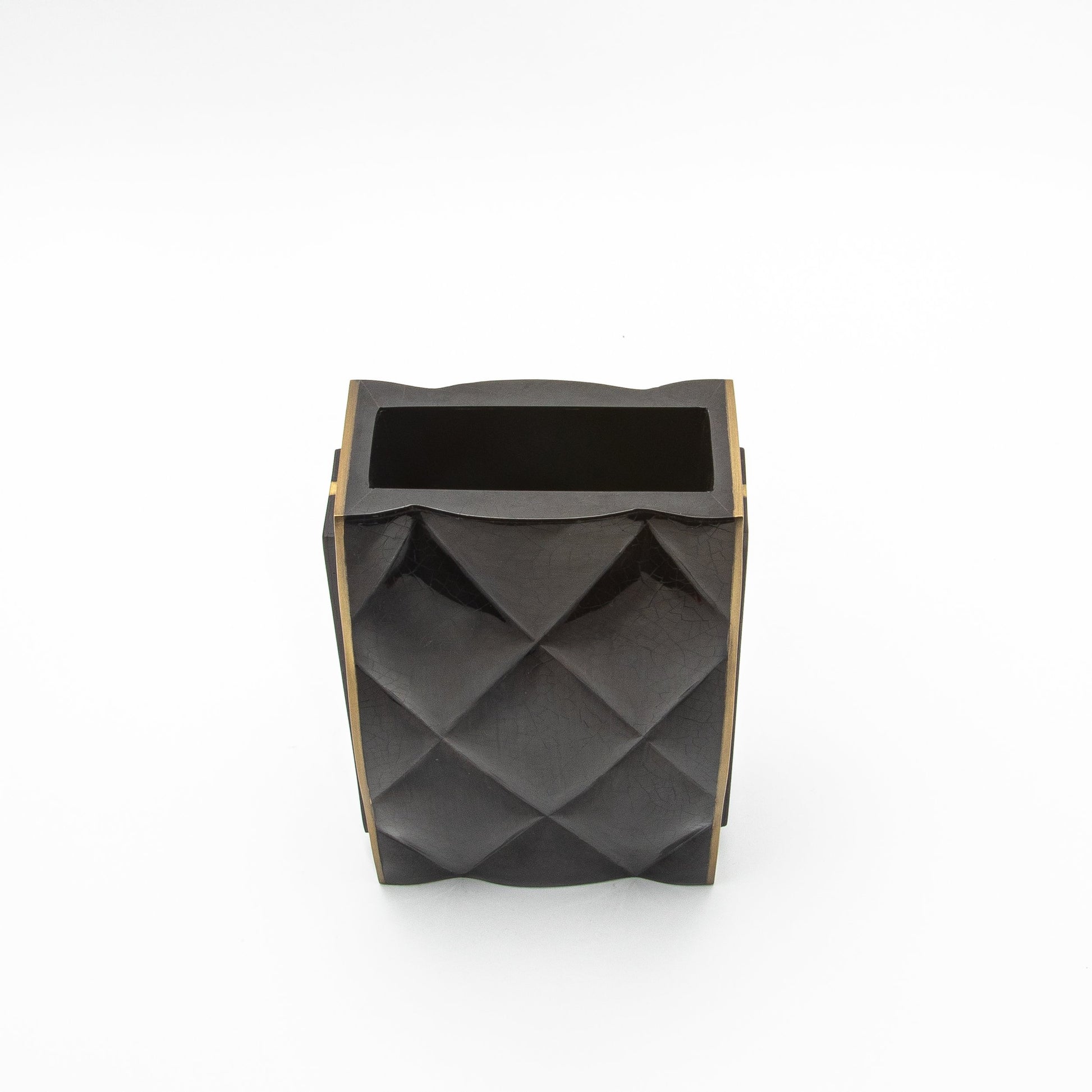 Quilted Vase in Black Shell with Brass by KIFU Paris