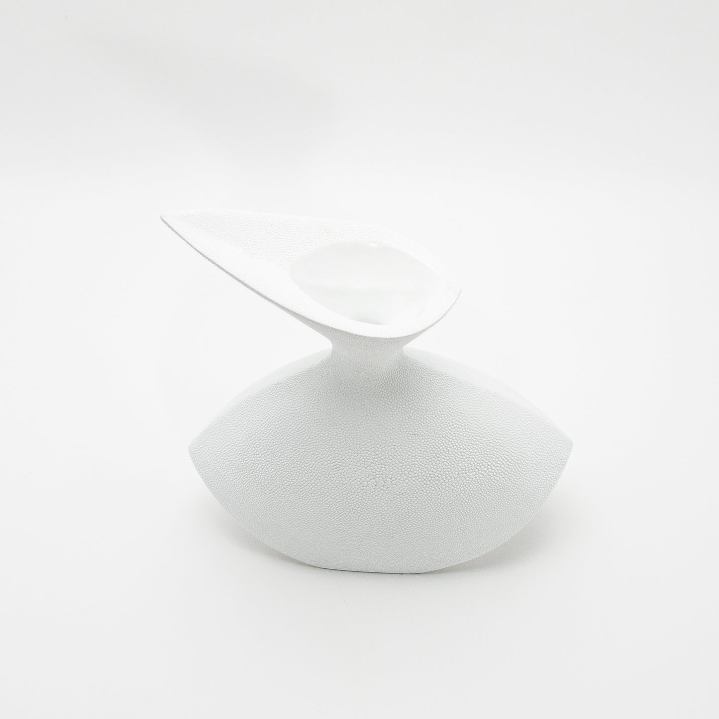 Sculptural Vase in White Shagreen by R&Y Augousti