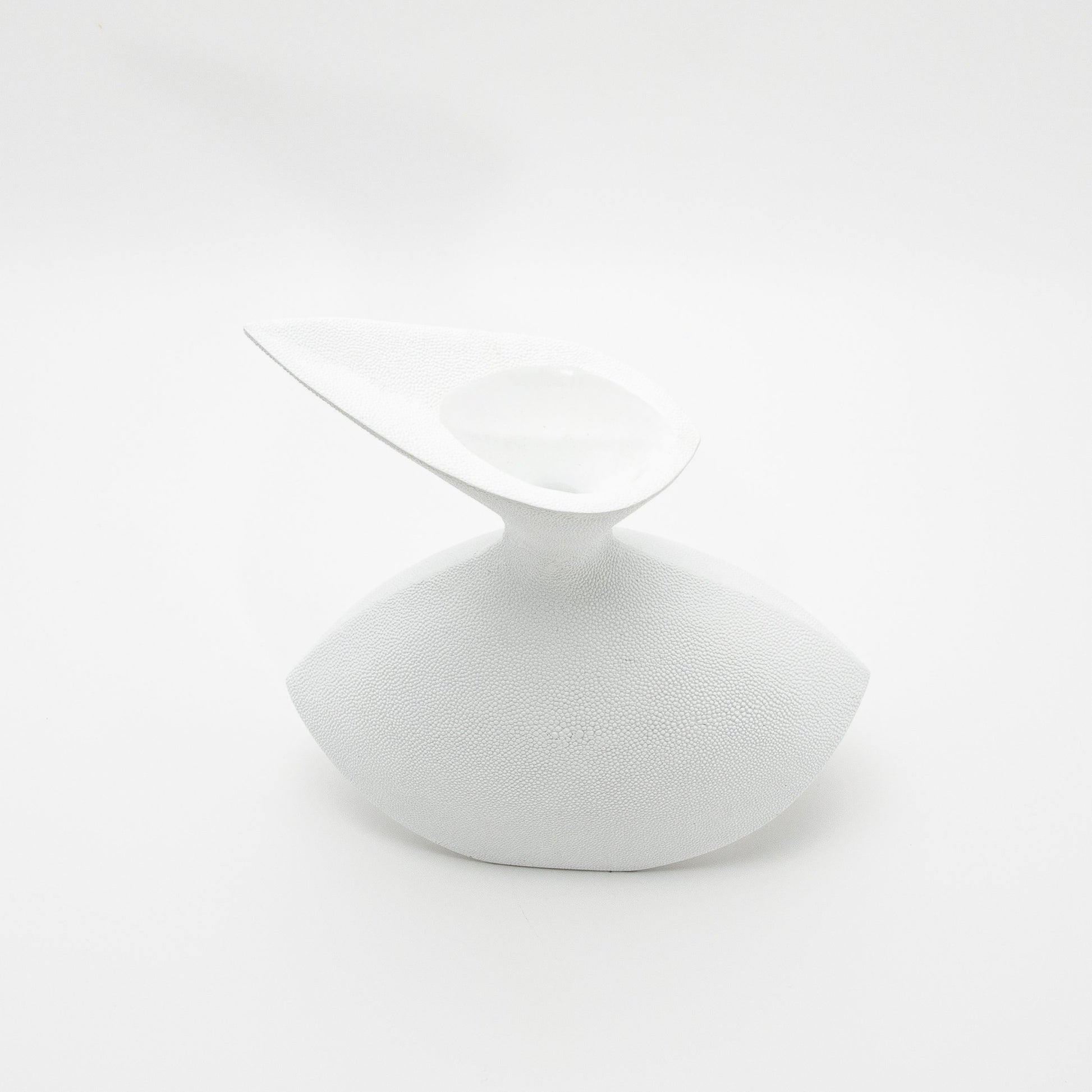 Sculptural Vase in White Shagreen by R&Y Augousti