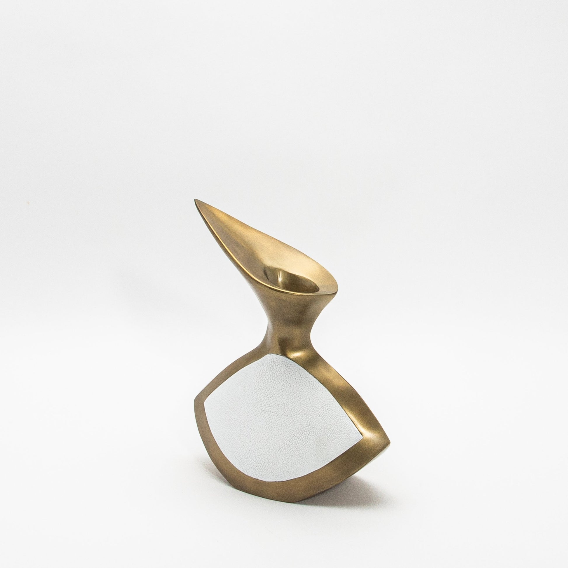 Sculptural Vase in White Shagreen and Brass by R&Y Augousti