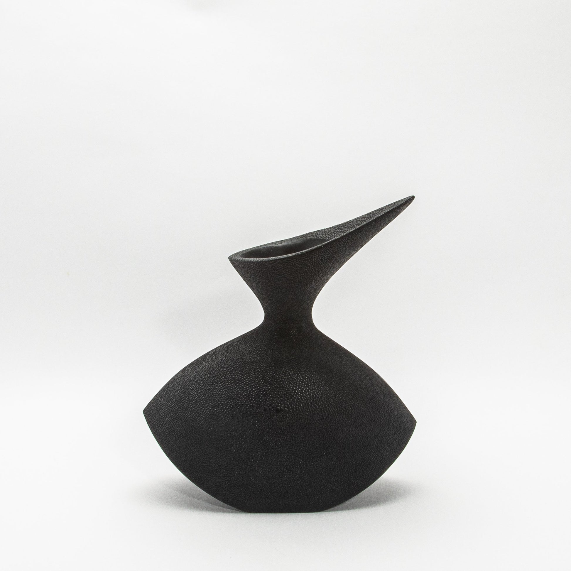 Sculptural Vase in Black Shagreen by R&Y Augousti