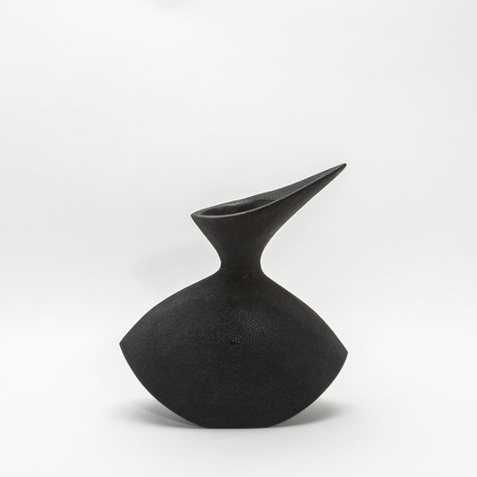 Sculptural Vase in Black Shagreen by R&Y Augousti