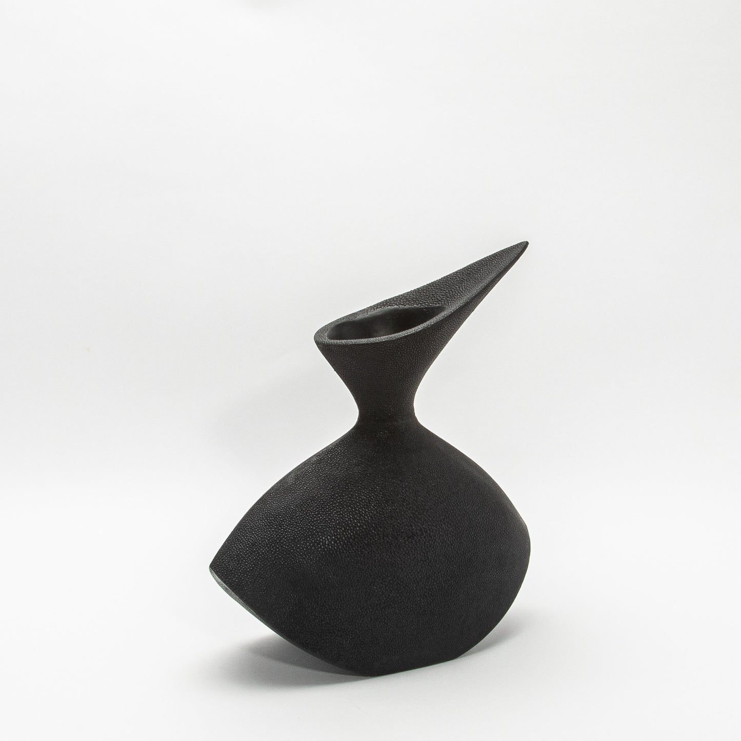Sculptural Vase in Black Shagreen by R&Y Augousti