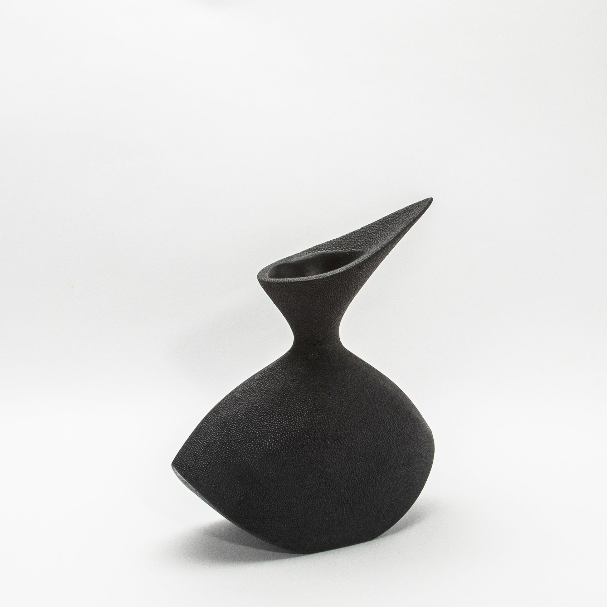 Sculptural Vase in Black Shagreen by R&Y Augousti
