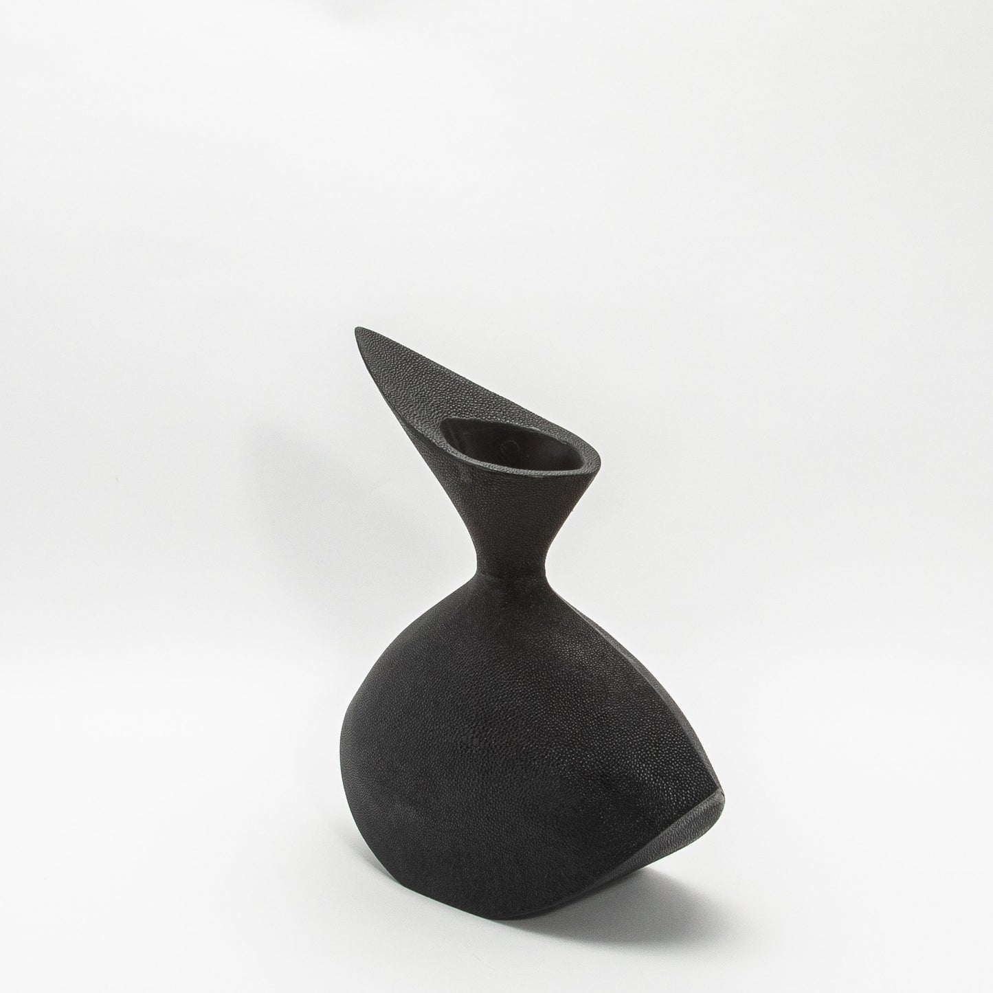 Sculptural Vase in Black Shagreen by R&Y Augousti