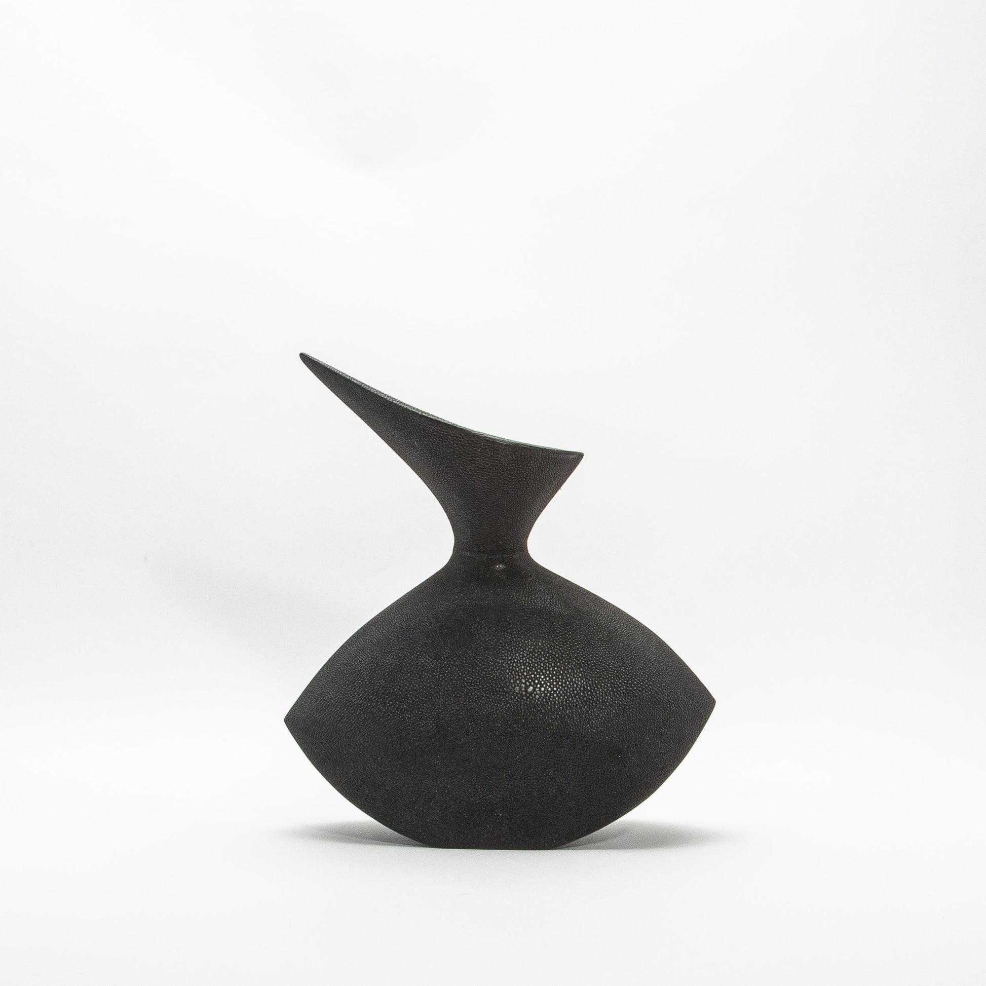 Sculptural Vase in Black Shagreen by R&Y Augousti