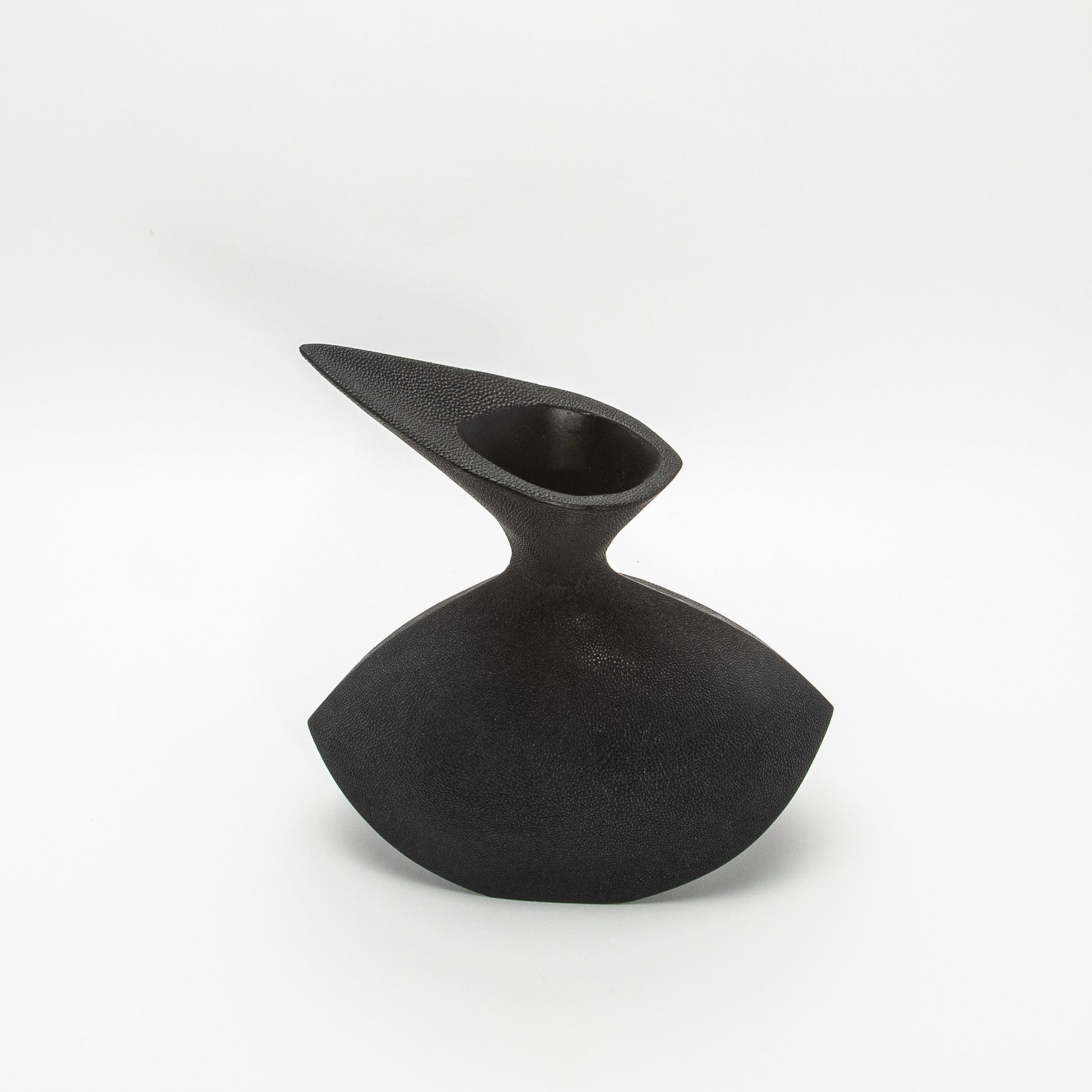 Sculptural Vase in Black Shagreen by R&Y Augousti