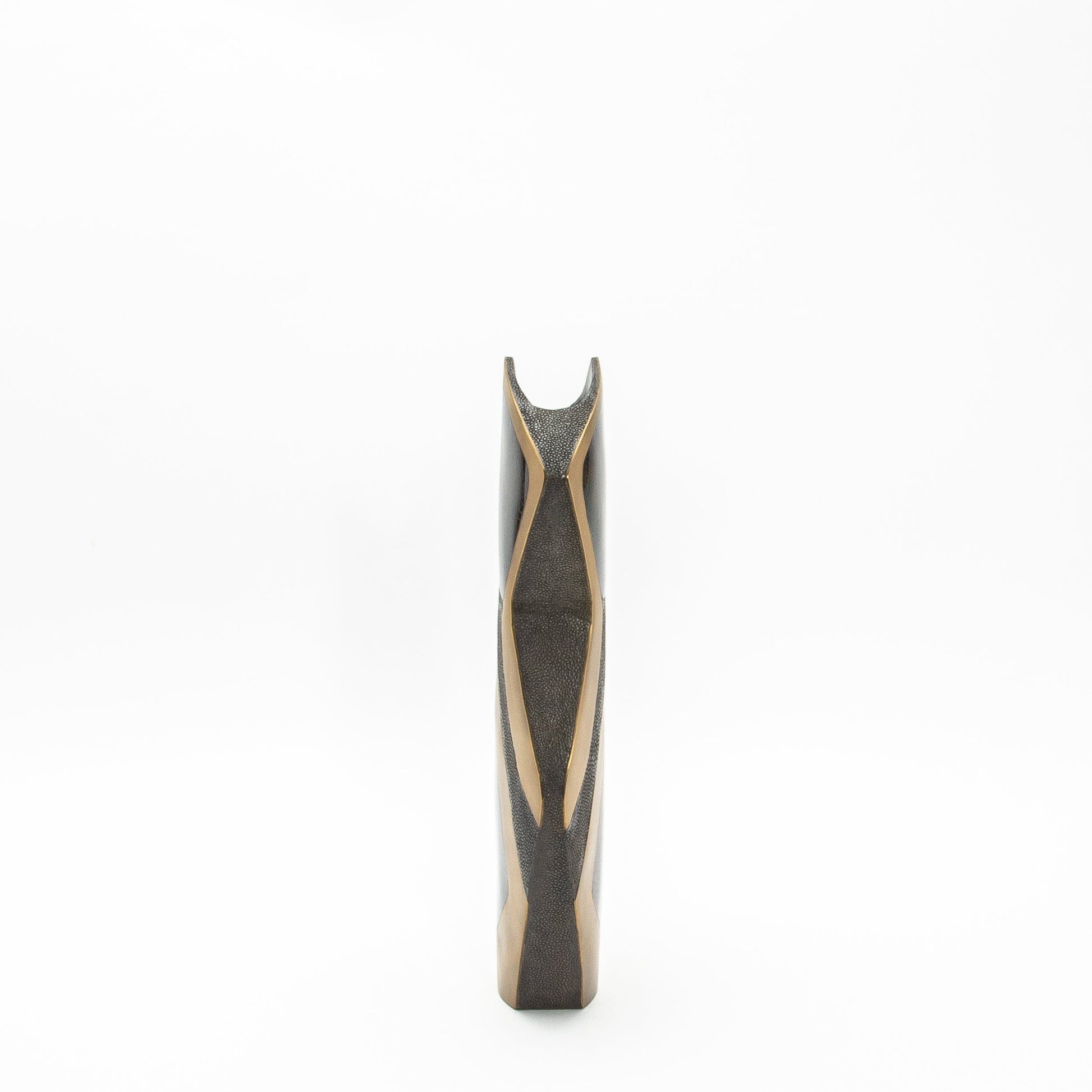Sculptural Vase in Black Shagreen, Shell, and Brass by R&Y Augousti