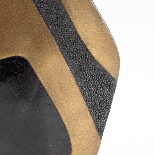 Sculptural Vase in Black Shagreen, Shell, and Brass by R&Y Augousti