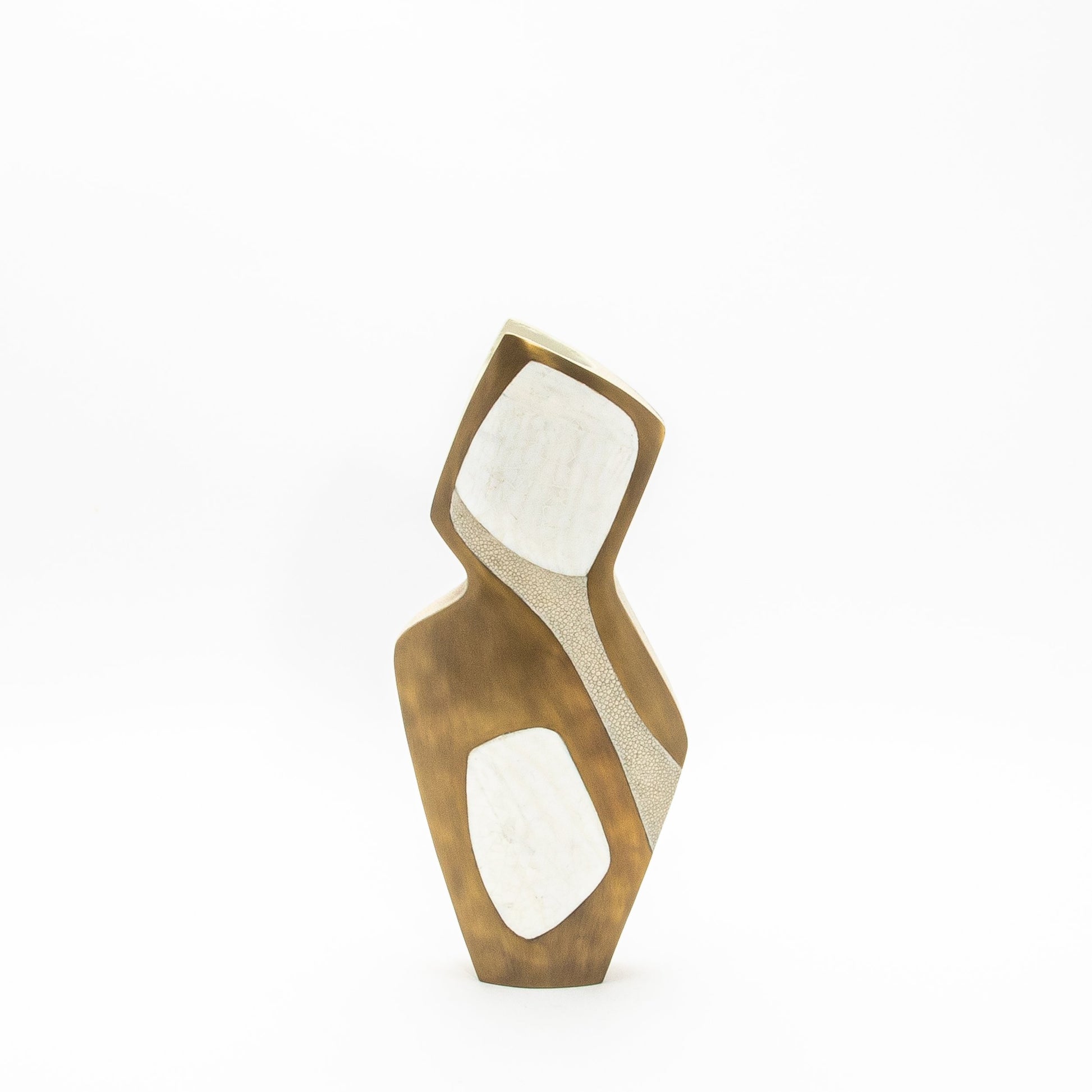 Vase in Cream Shagreen, Mother of Pearl, and Brass by R&Y Augousti