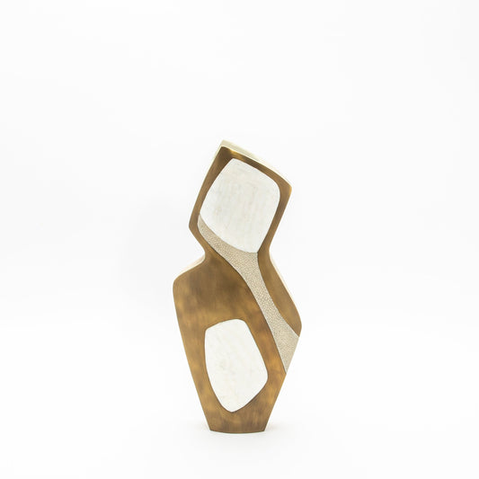 Vase in Cream Shagreen, Mother of Pearl, and Brass by R&Y Augousti