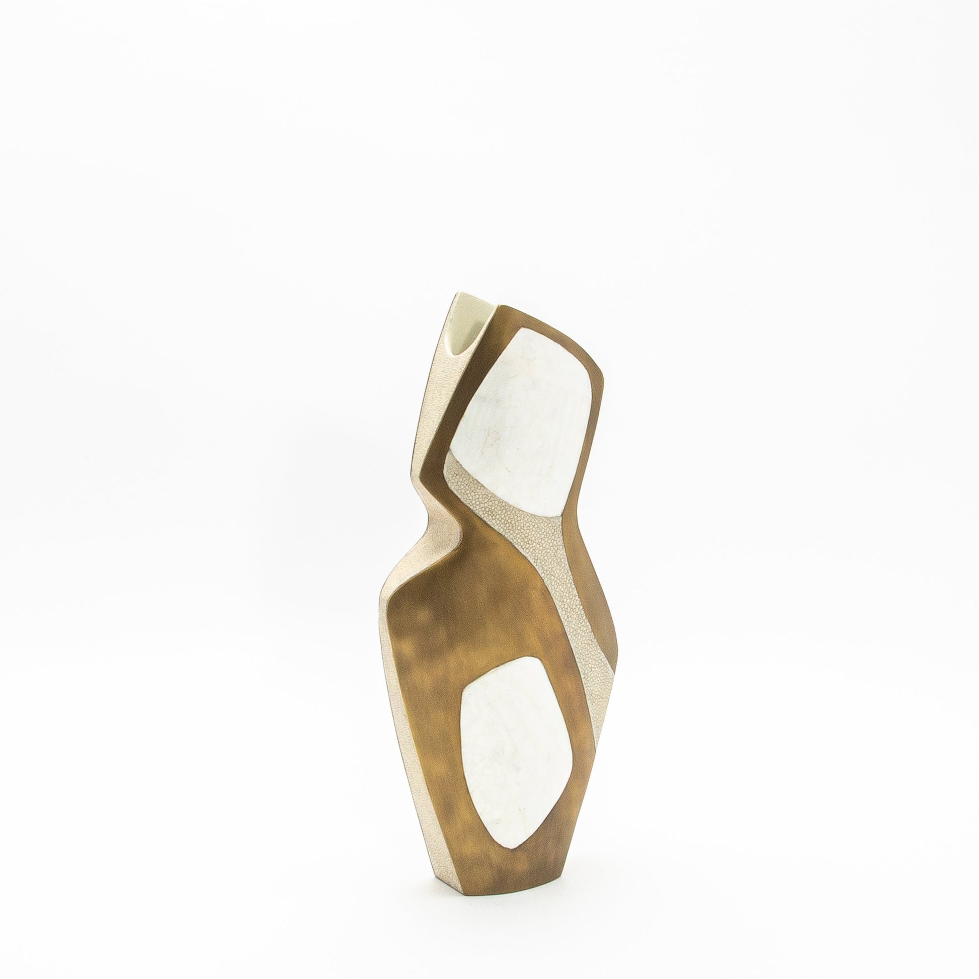 Vase in Cream Shagreen, Mother of Pearl, and Brass by R&Y Augousti