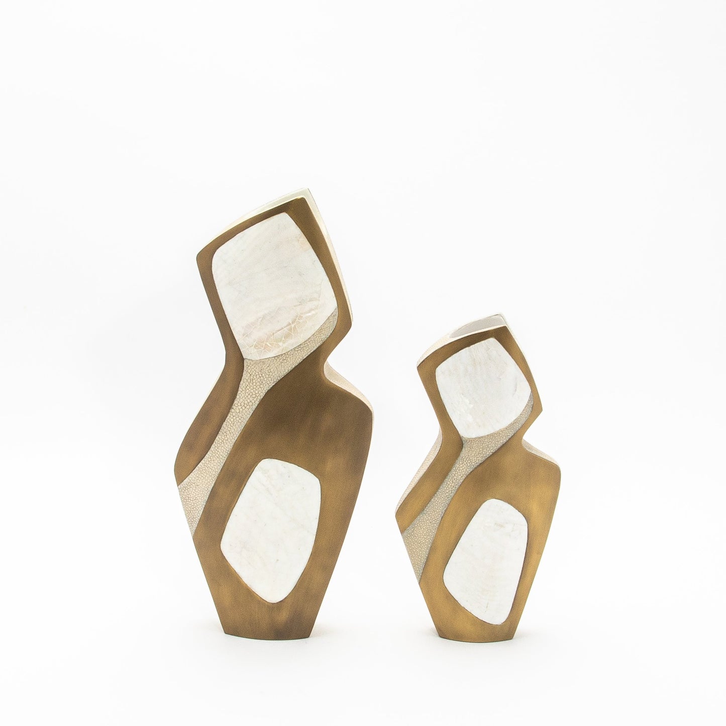 Vase in Cream Shagreen, Mother of Pearl, and Brass by R&Y Augousti
