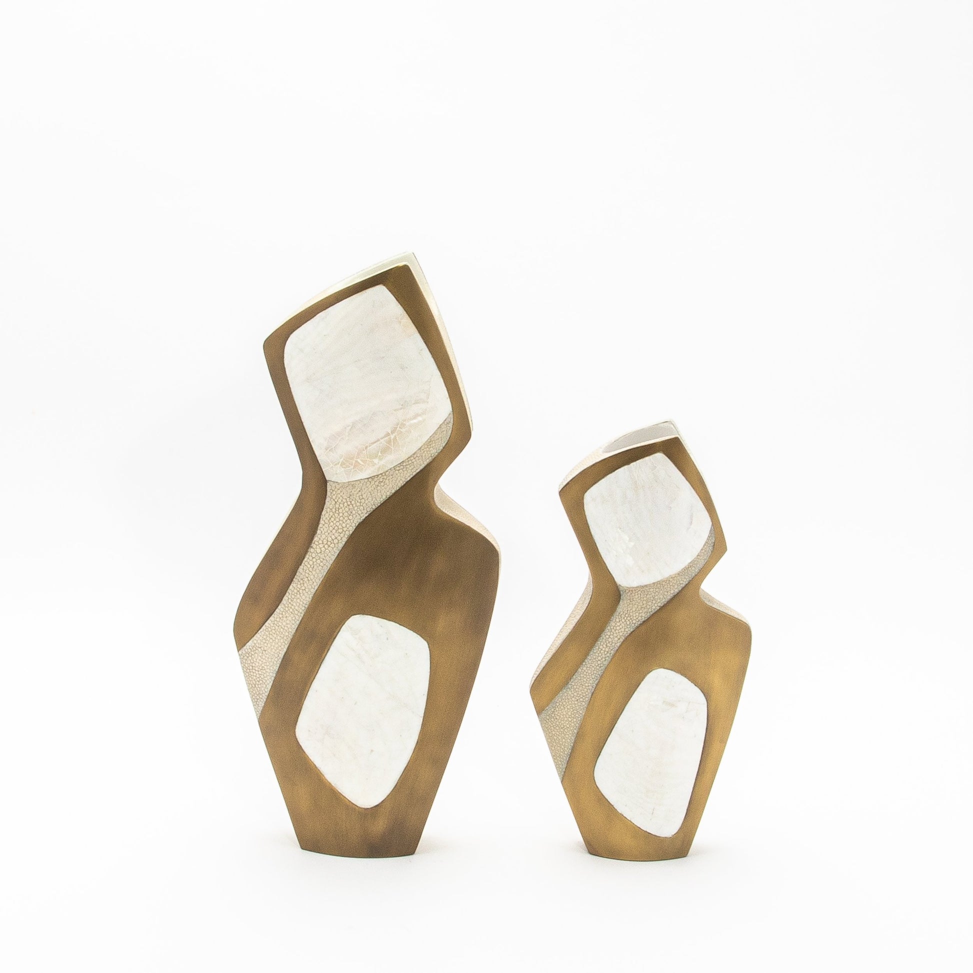 Vase in Cream Shagreen, Mother of Pearl, and Brass by R&Y Augousti