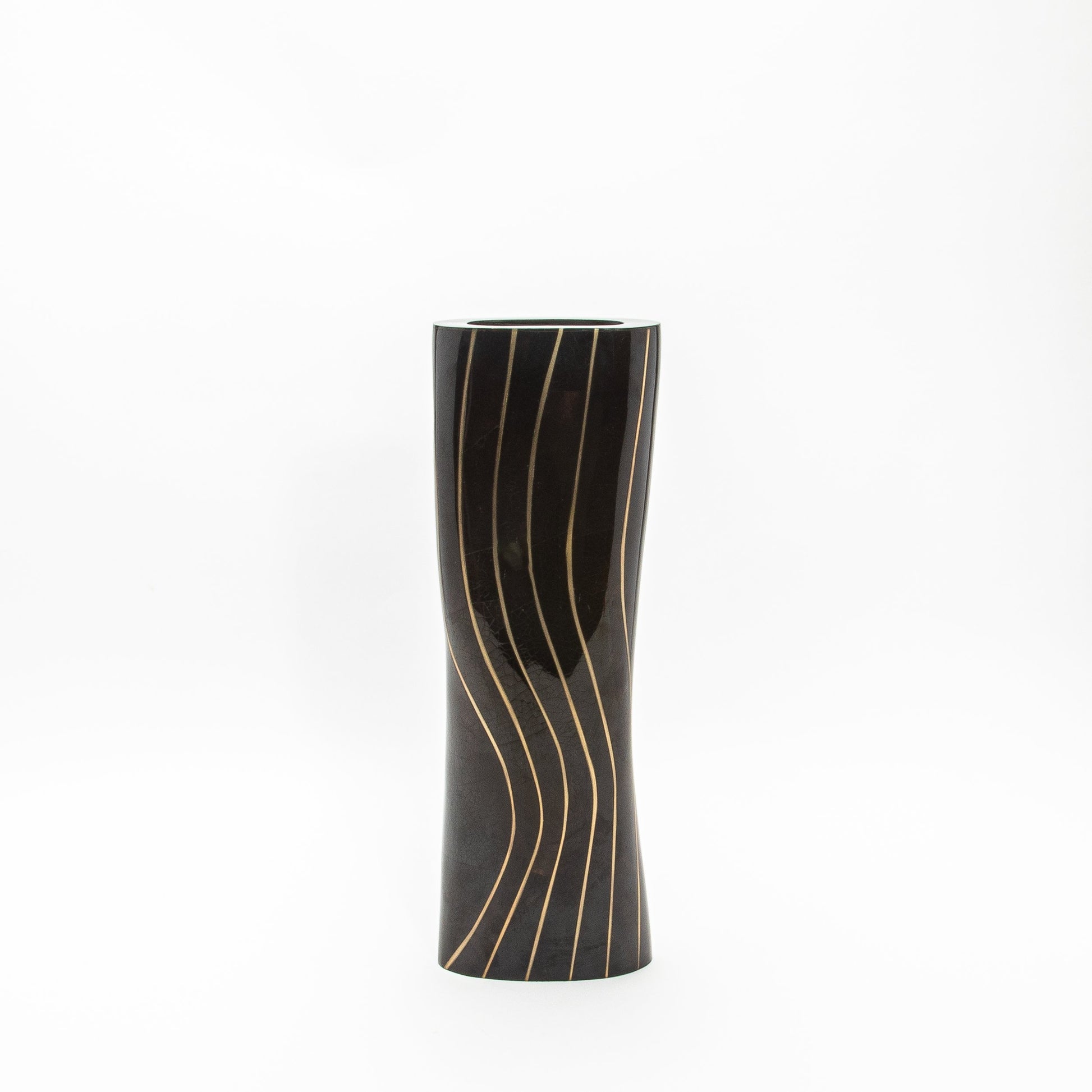 Vase in Black Shell with Brass by KIFU Paris
