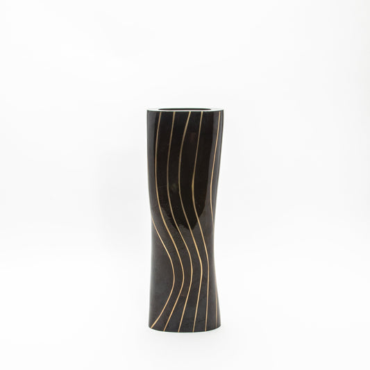 Vase in Black Shell with Brass by KIFU Paris