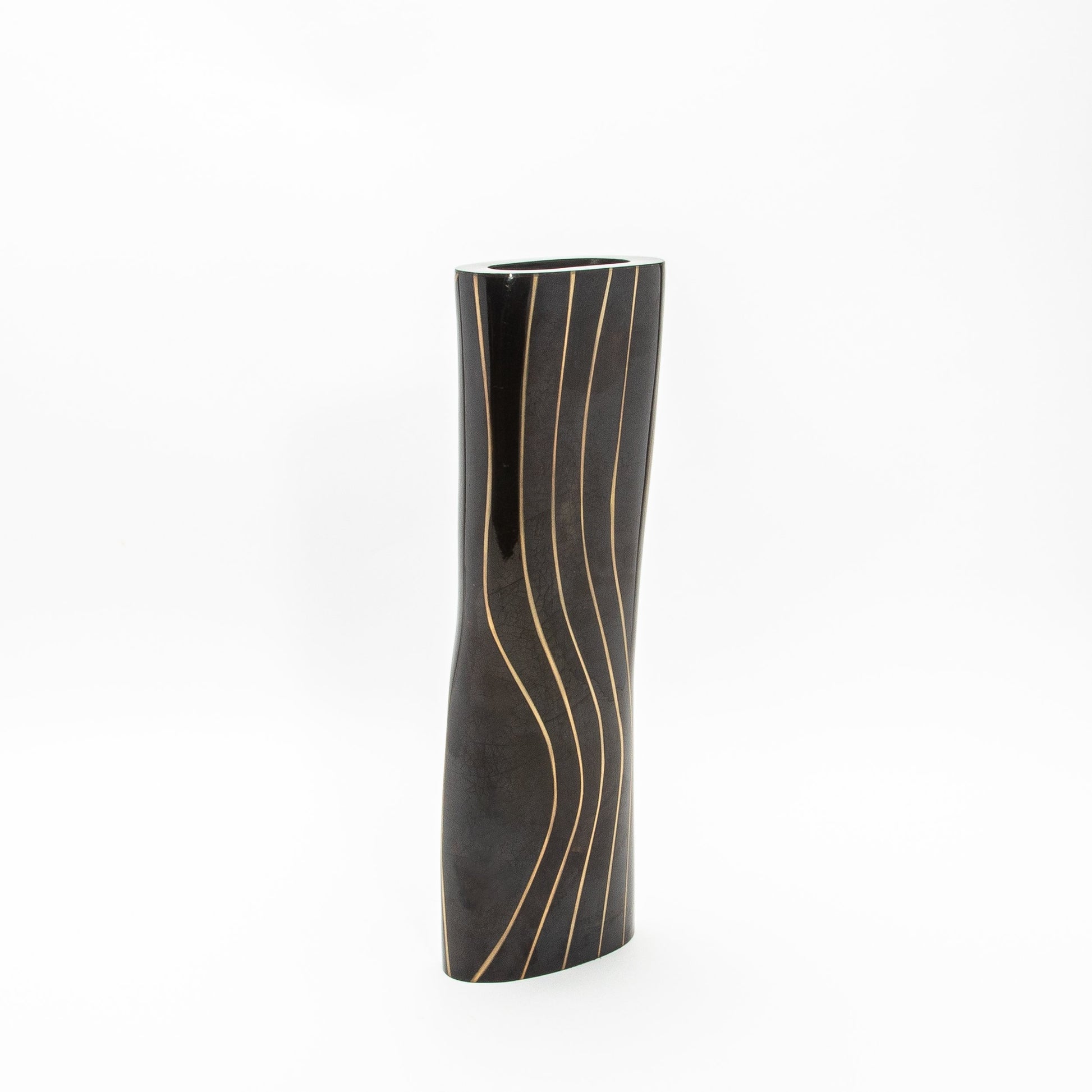 Vase in Black Shell with Brass by KIFU Paris