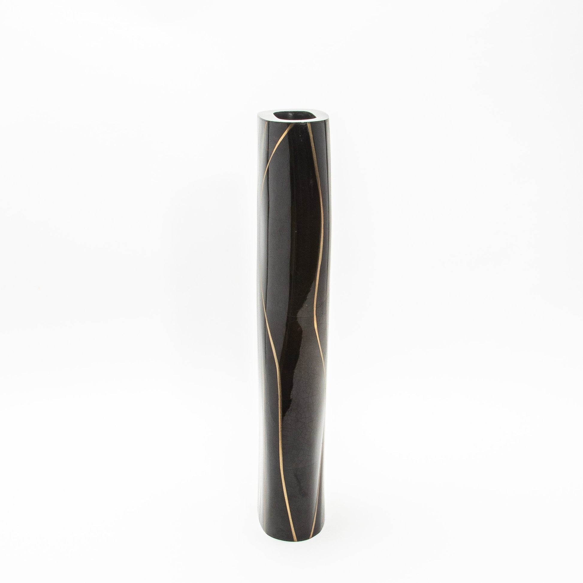 Vase in Black Shell with Brass by KIFU Paris