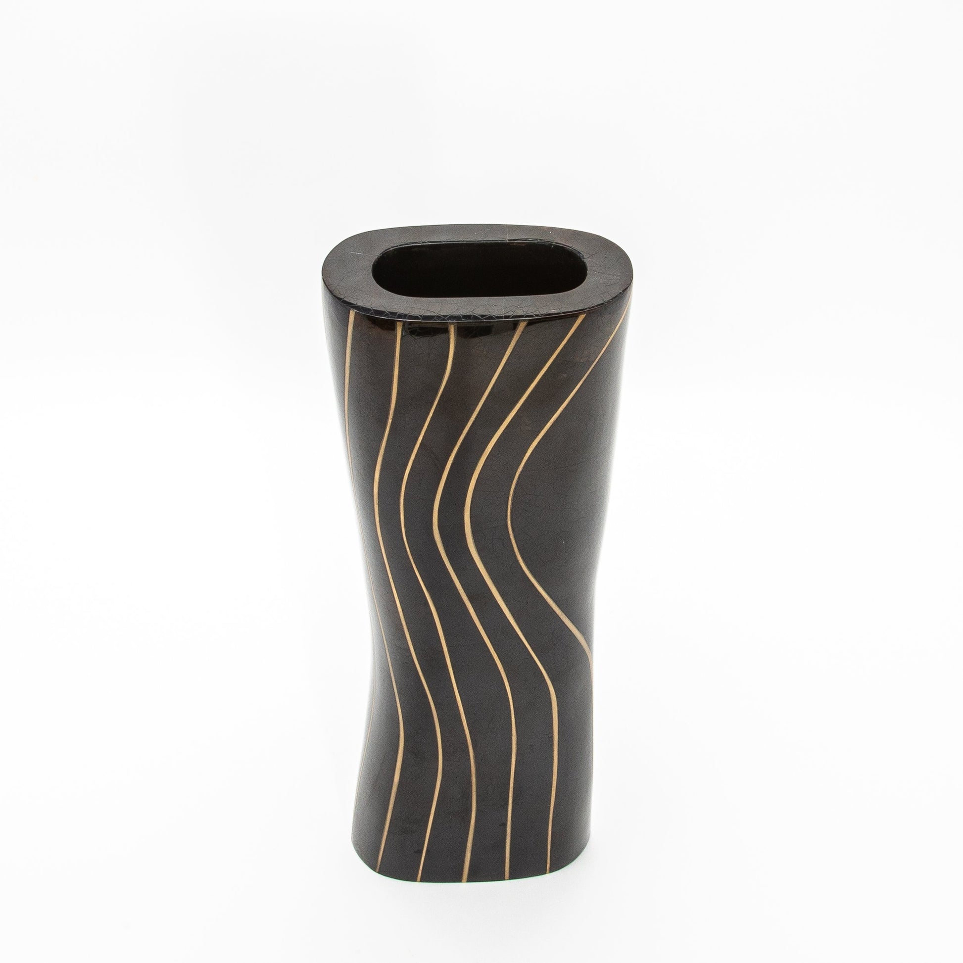 Vase in Black Shell with Brass by KIFU Paris