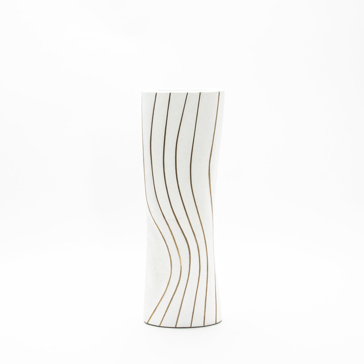 Vase in White Shagreen with Brass by KIFU Paris