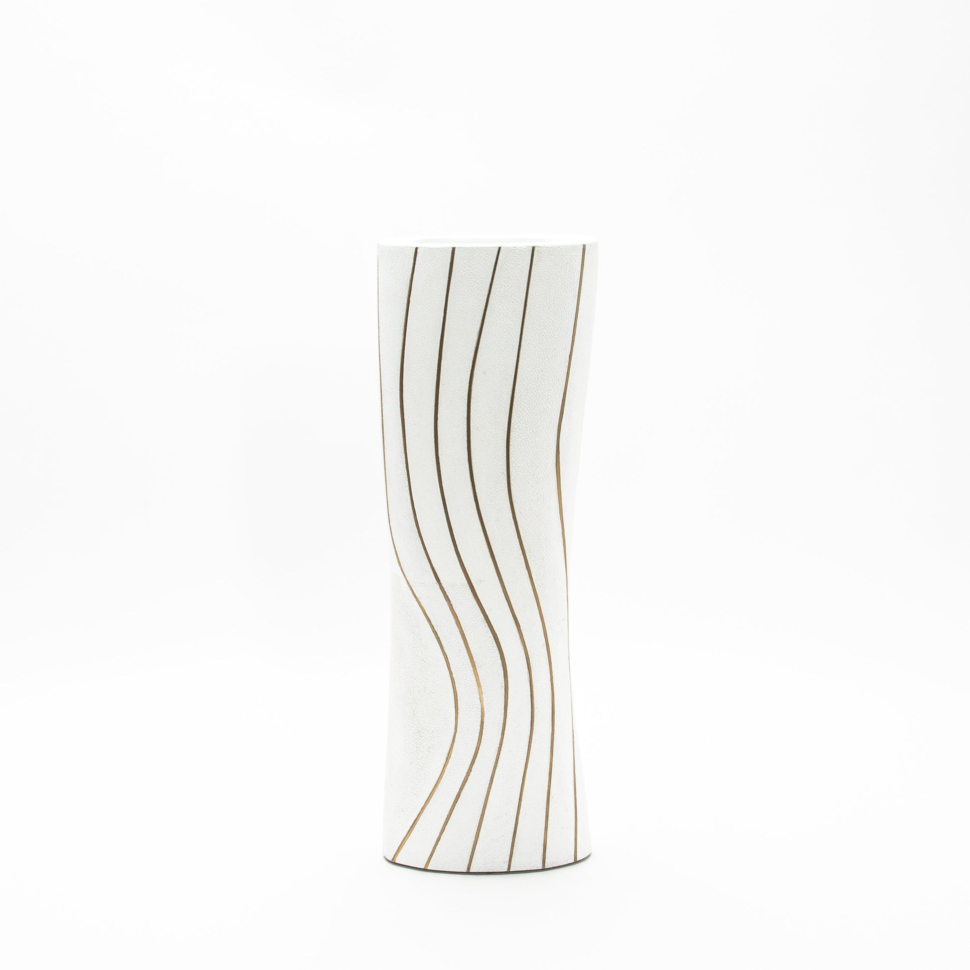 Vase in White Shagreen with Brass by KIFU Paris