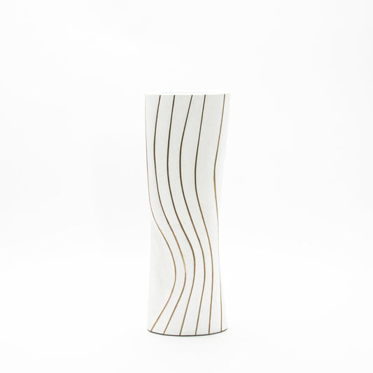 Vase in White Shagreen with Brass by KIFU Paris