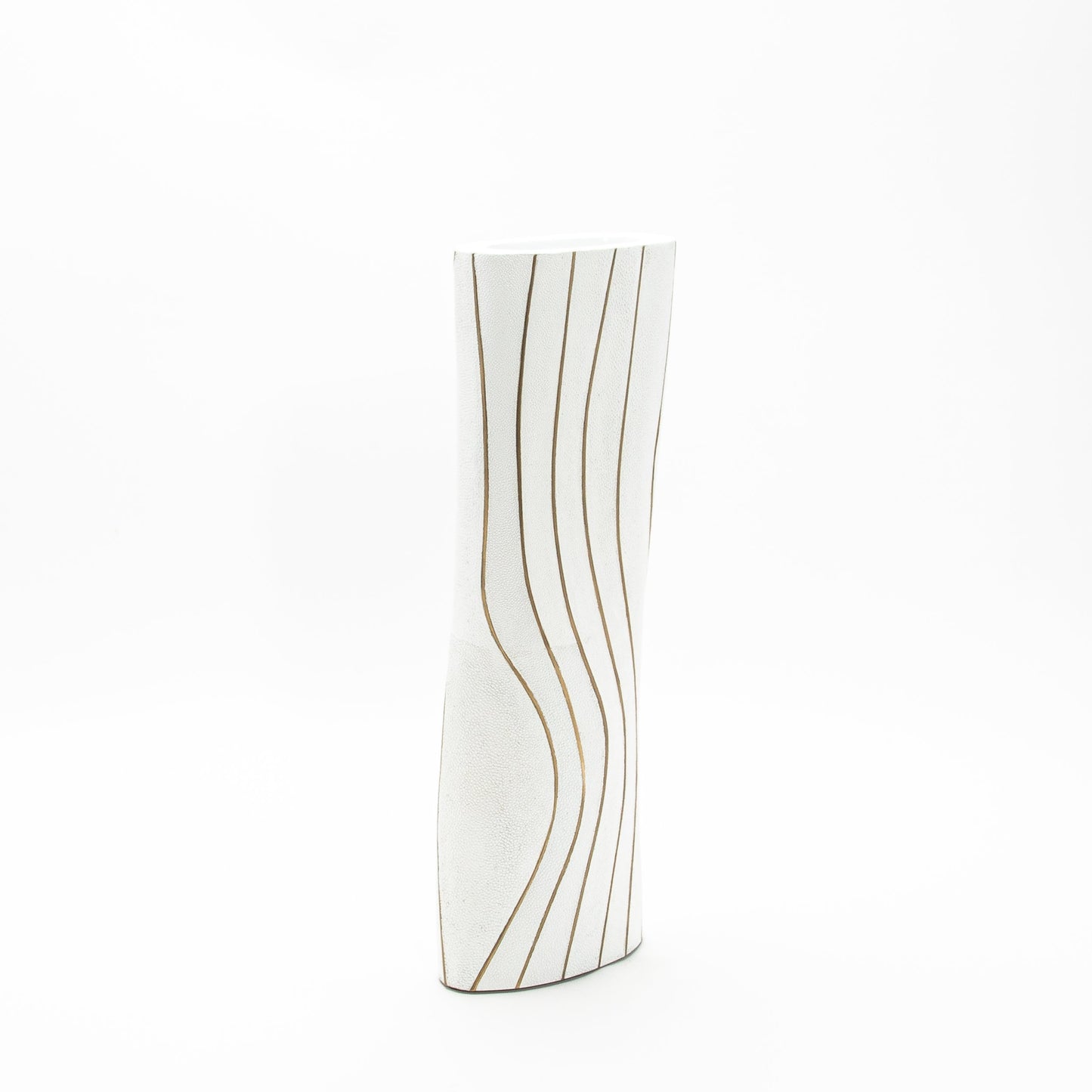 Vase in White Shagreen with Brass by KIFU Paris
