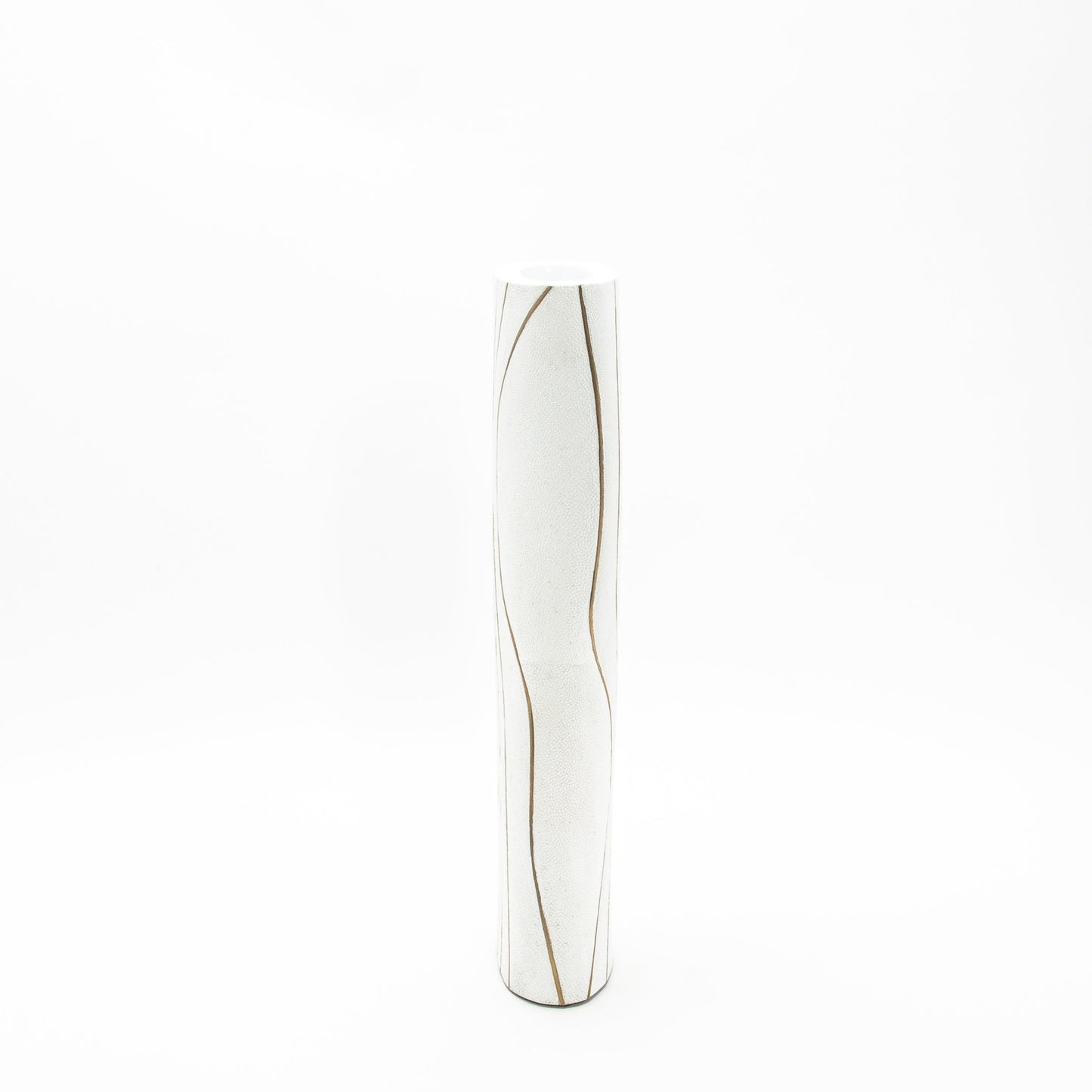 Vase in White Shagreen with Brass by KIFU Paris