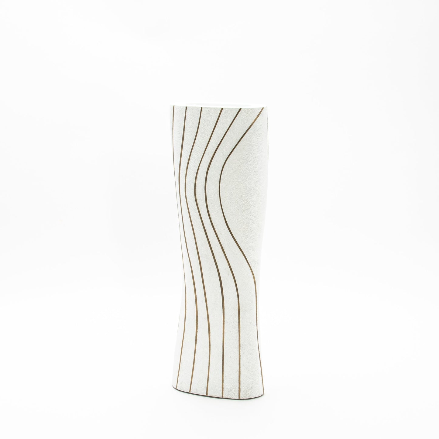 Vase in White Shagreen with Brass by KIFU Paris