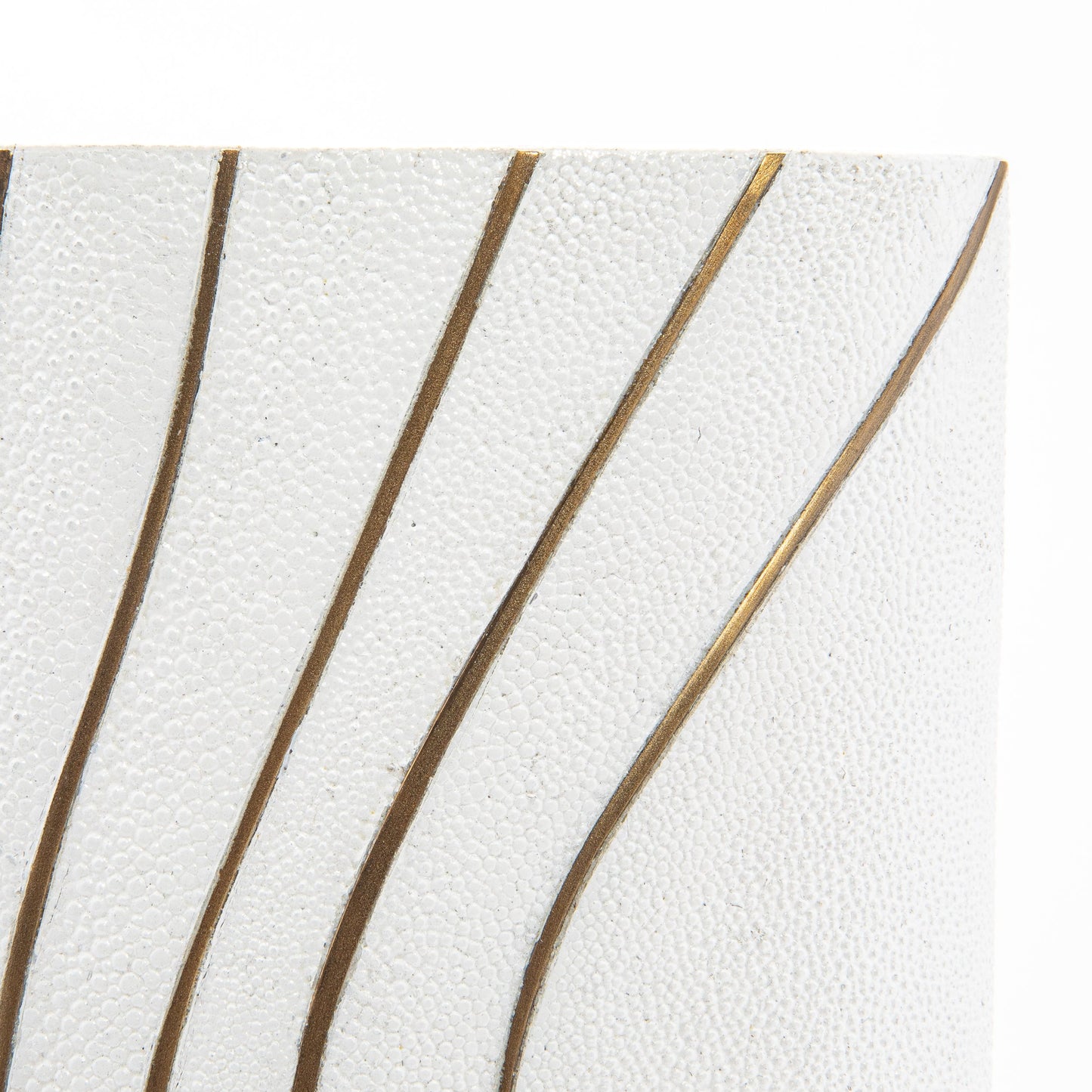 Vase in White Shagreen with Brass by KIFU Paris