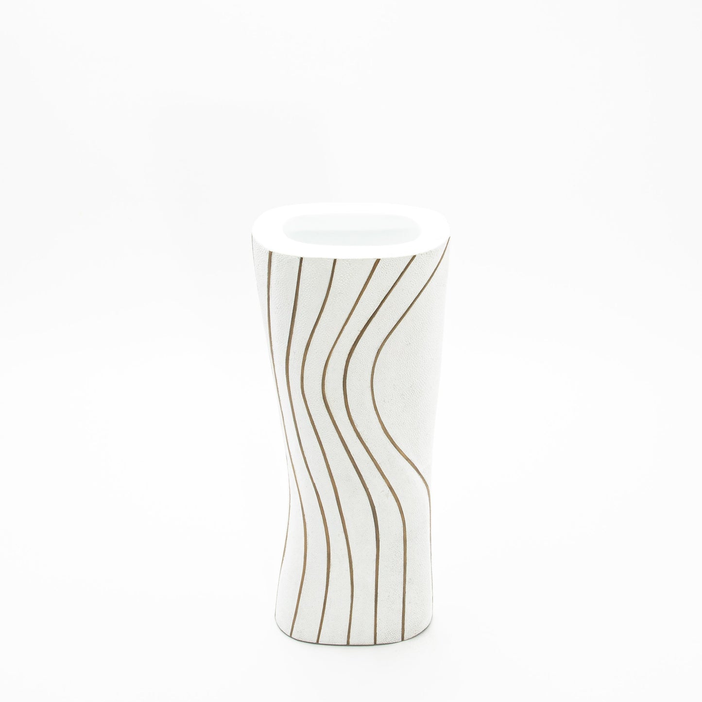 Vase in White Shagreen with Brass by KIFU Paris