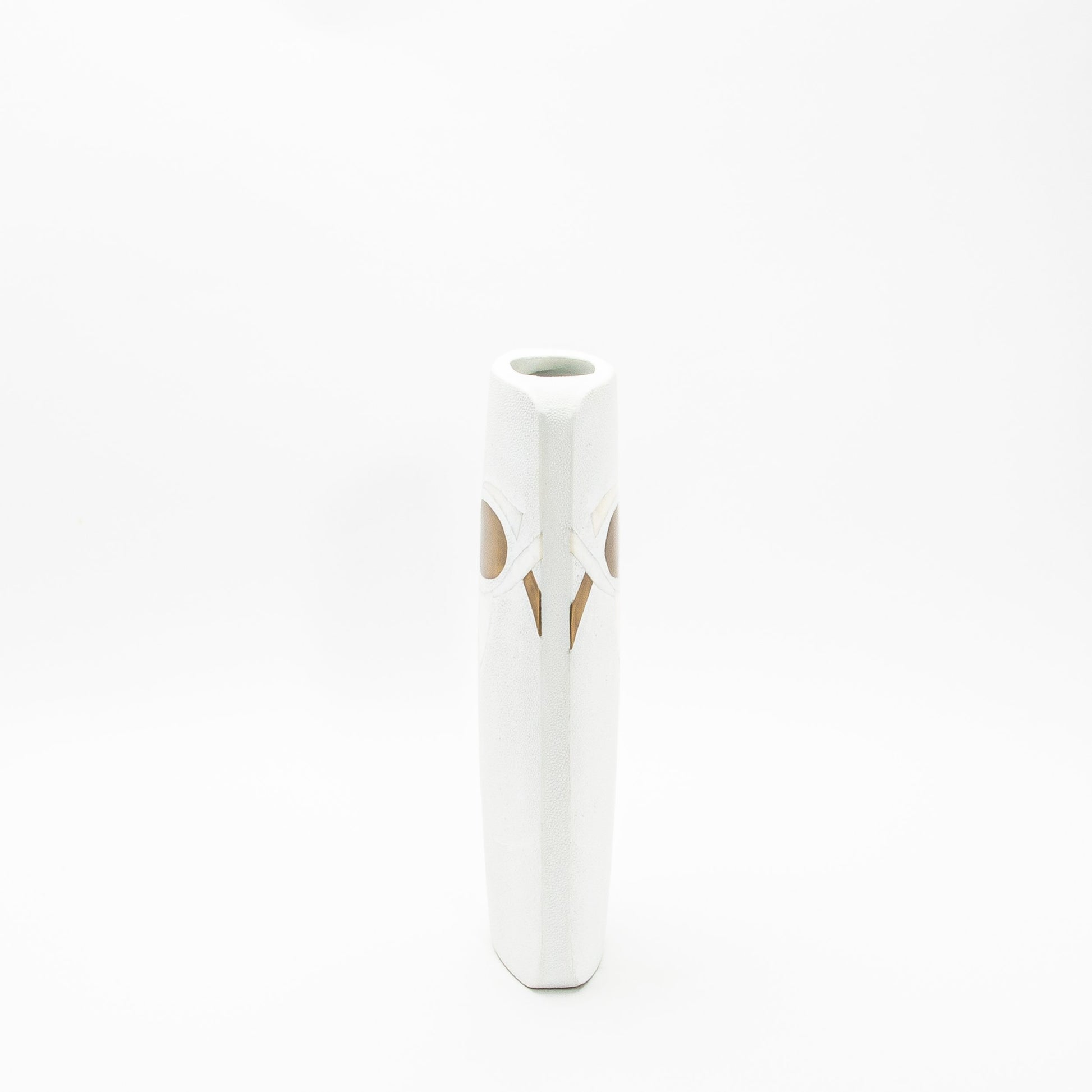 Vase in White Shagreen, Shell, and Brass by R&Y Augousti