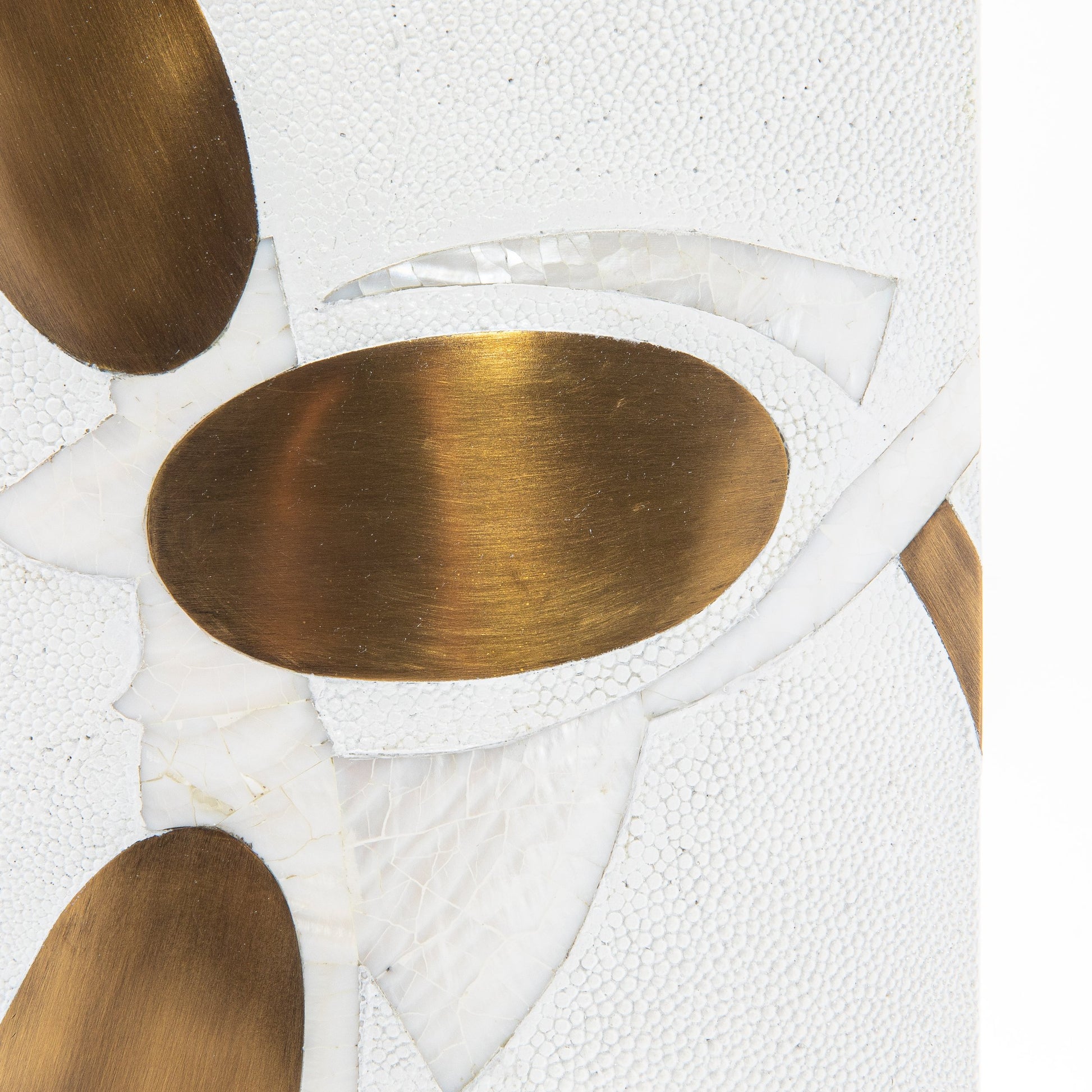 Vase in White Shagreen, Shell, and Brass by R&Y Augousti