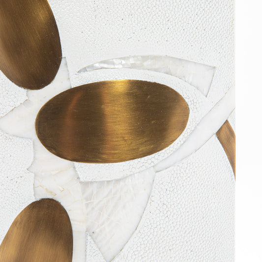 Vase in White Shagreen, Shell, and Brass by R&Y Augousti