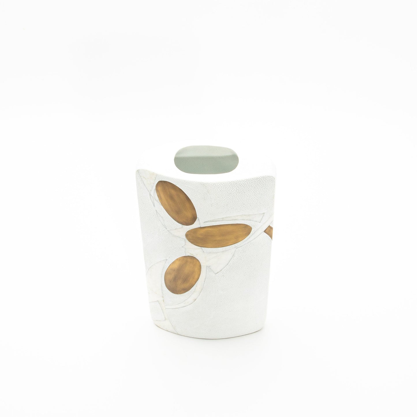 Vase in White Shagreen, Shell, and Brass by R&Y Augousti