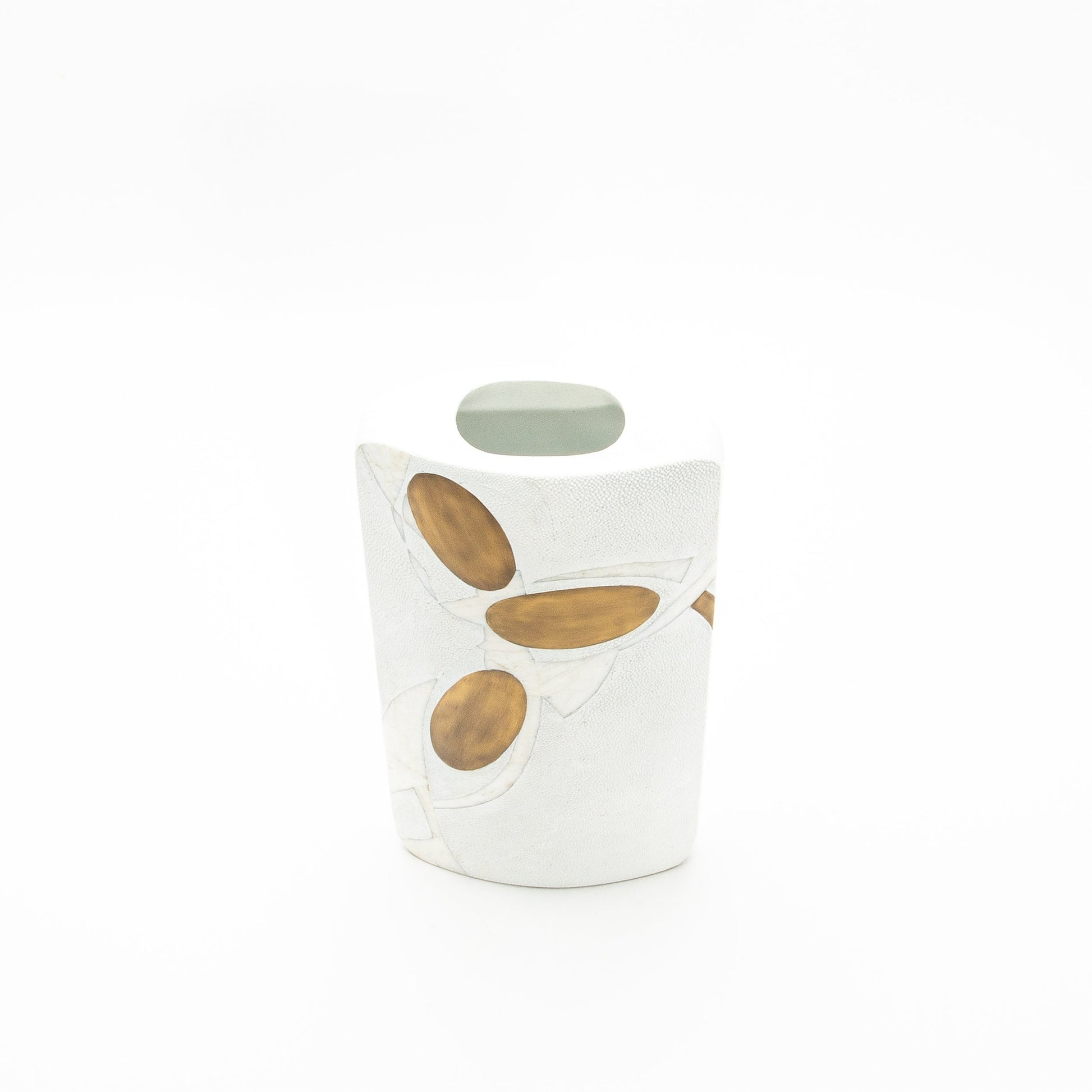 Vase in White Shagreen, Shell, and Brass by R&Y Augousti