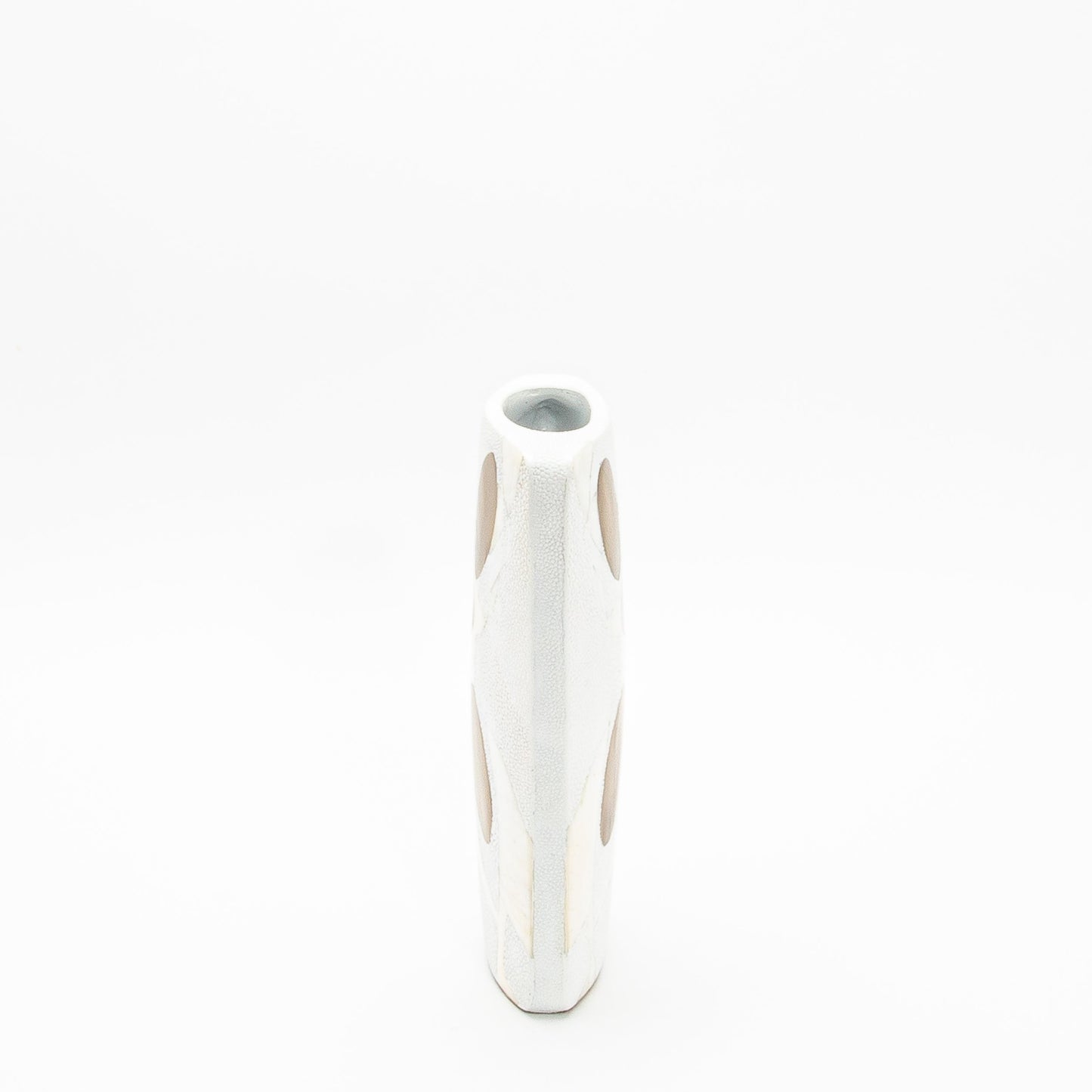 Vase in White Shagreen, Shell, and Brass R&Y Augousti