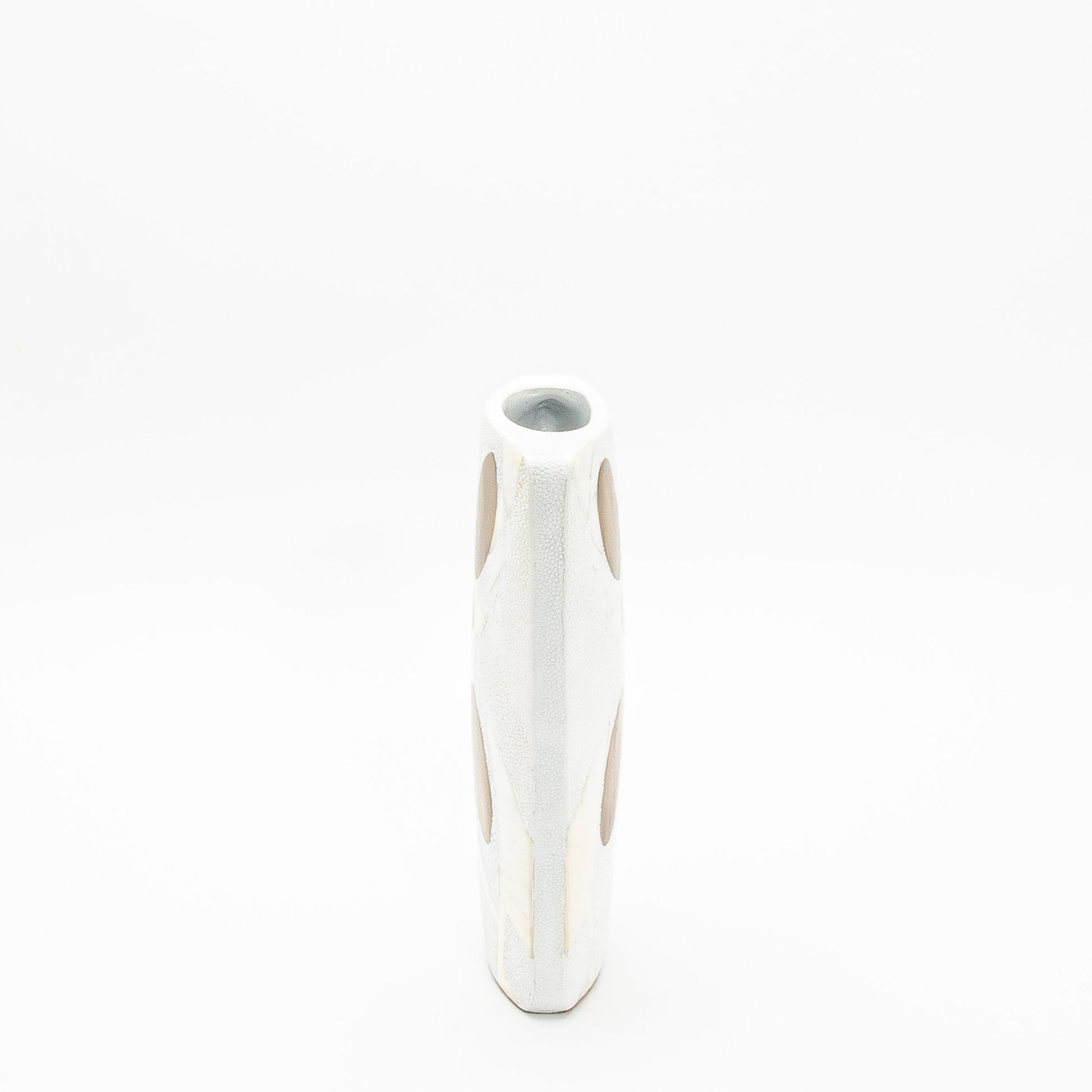 Vase in White Shagreen, Shell, and Brass R&Y Augousti