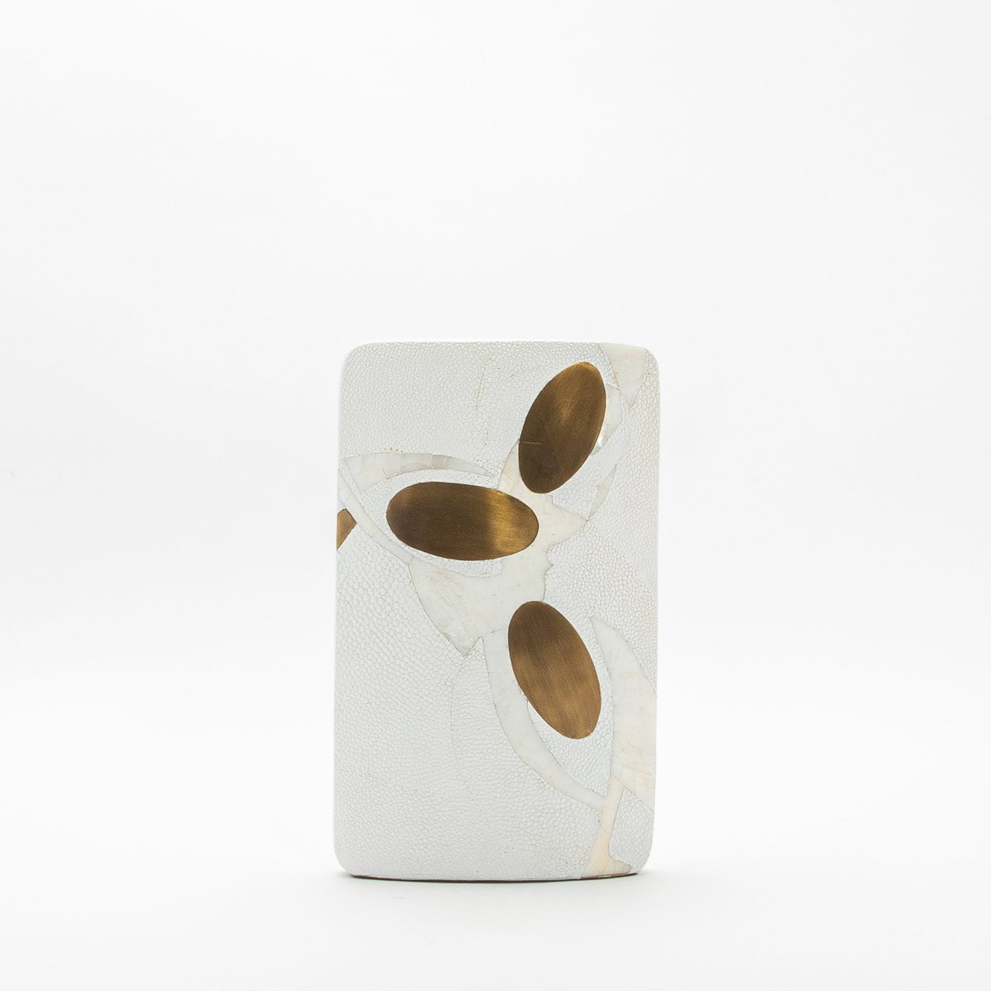 Vase in White Shagreen, Shell, and Brass R&Y Augousti