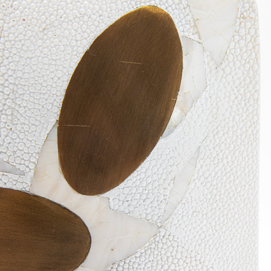 Vase in White Shagreen, Shell, and Brass R&Y Augousti