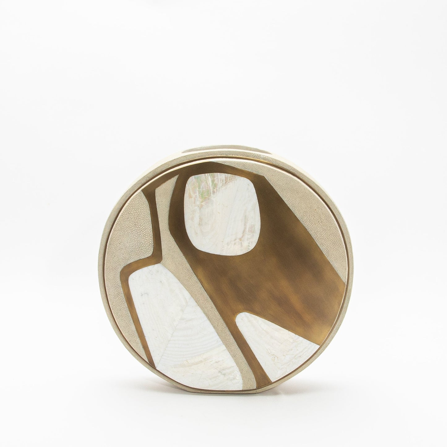 Vase in Cream Shagreen, Mother of Pearl, and Brass by R&Y Augousti