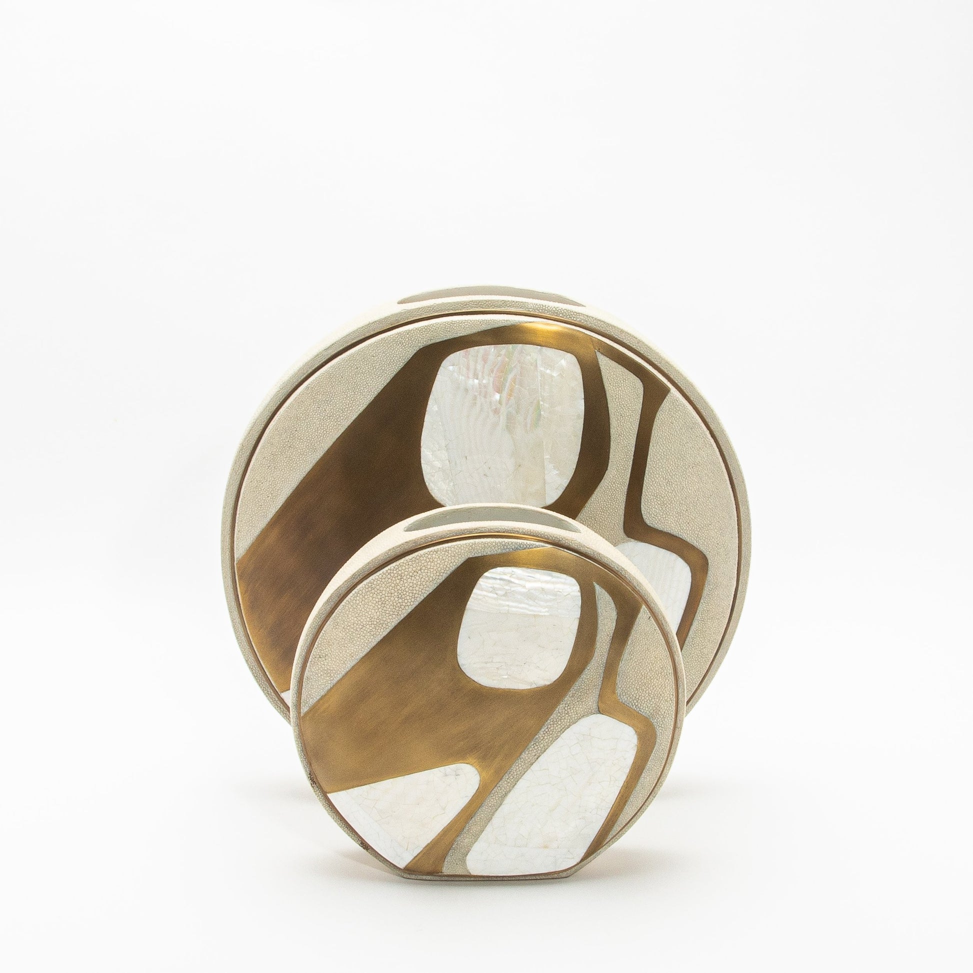 Vase in Cream Shagreen, Mother of Pearl, and Brass by R&Y Augousti