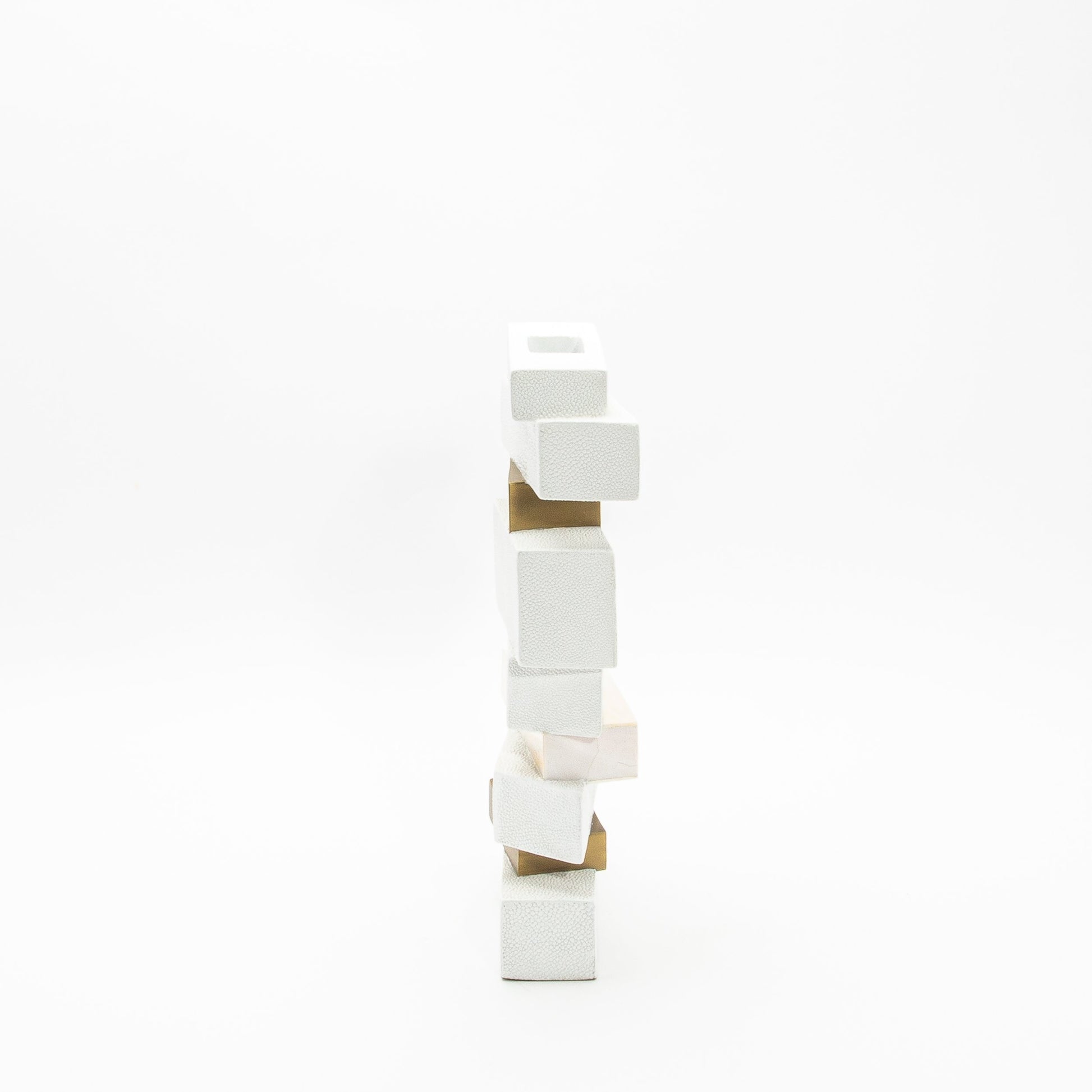 Sculptural Vase in White Shagreen, Shell, and Brass by KIFU Paris