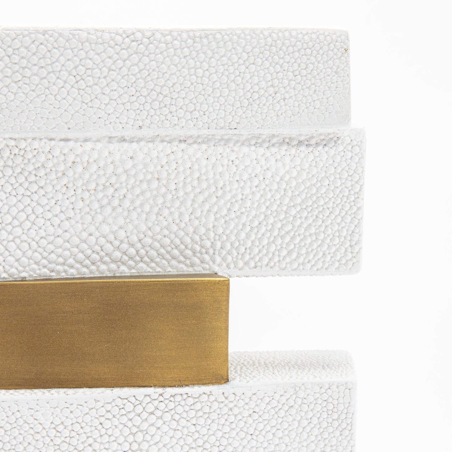 Sculptural Vase in White Shagreen, Shell, and Brass by KIFU Paris