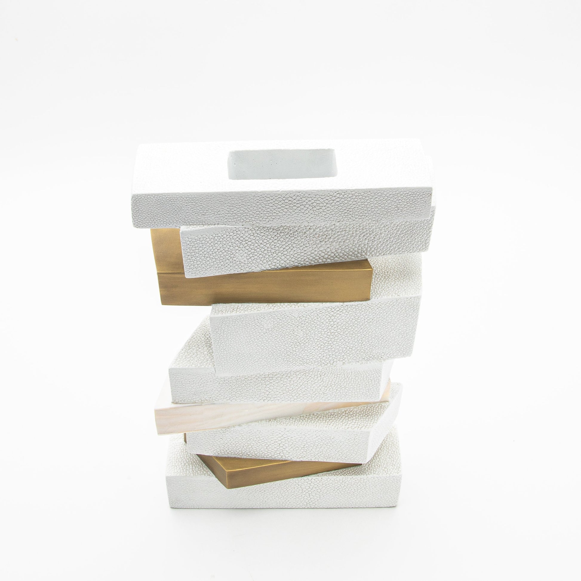 Sculptural Vase in White Shagreen, Shell, and Brass by KIFU Paris