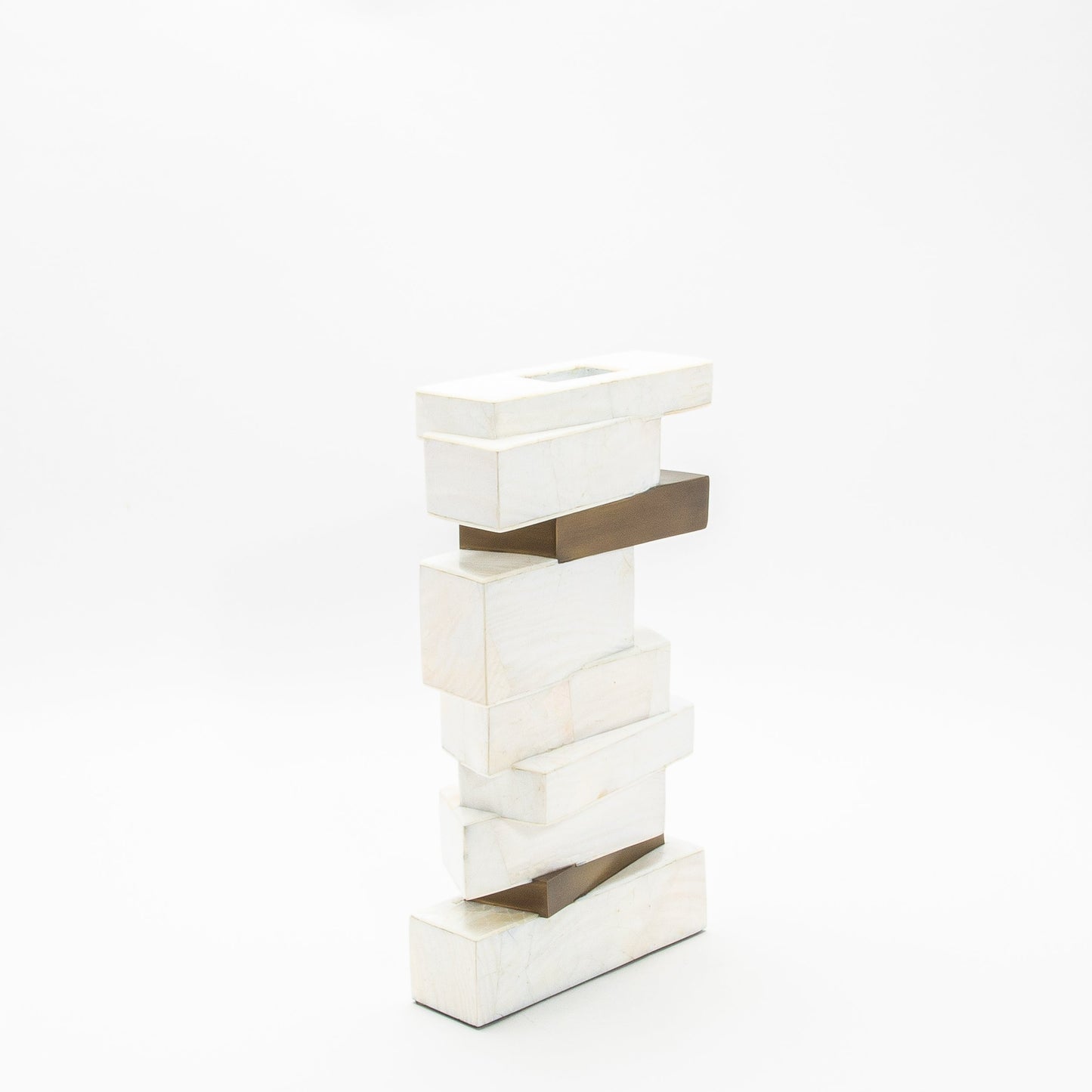 Sculptural Vase in White Shagreen, Mother of Pearl, and Brass by Kifu Paris
