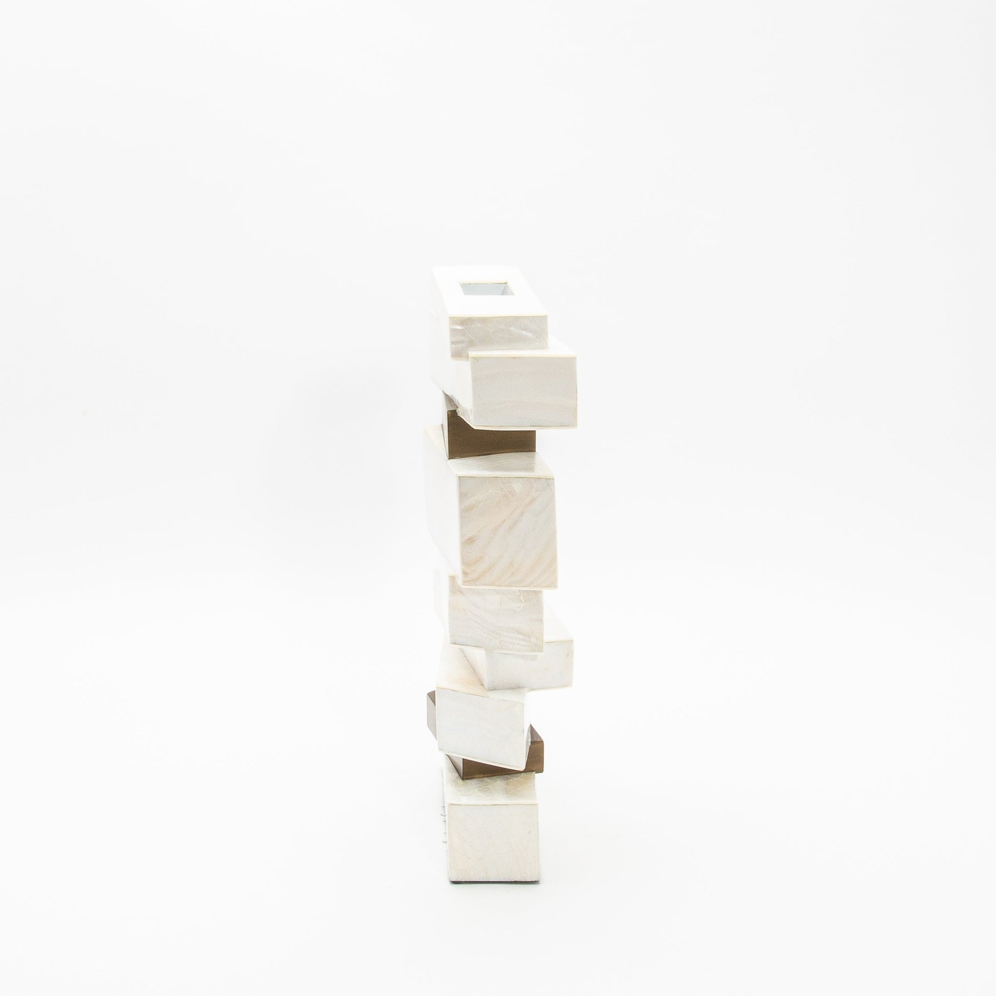 Sculptural Vase in White Shagreen, Mother of Pearl, and Brass by Kifu Paris