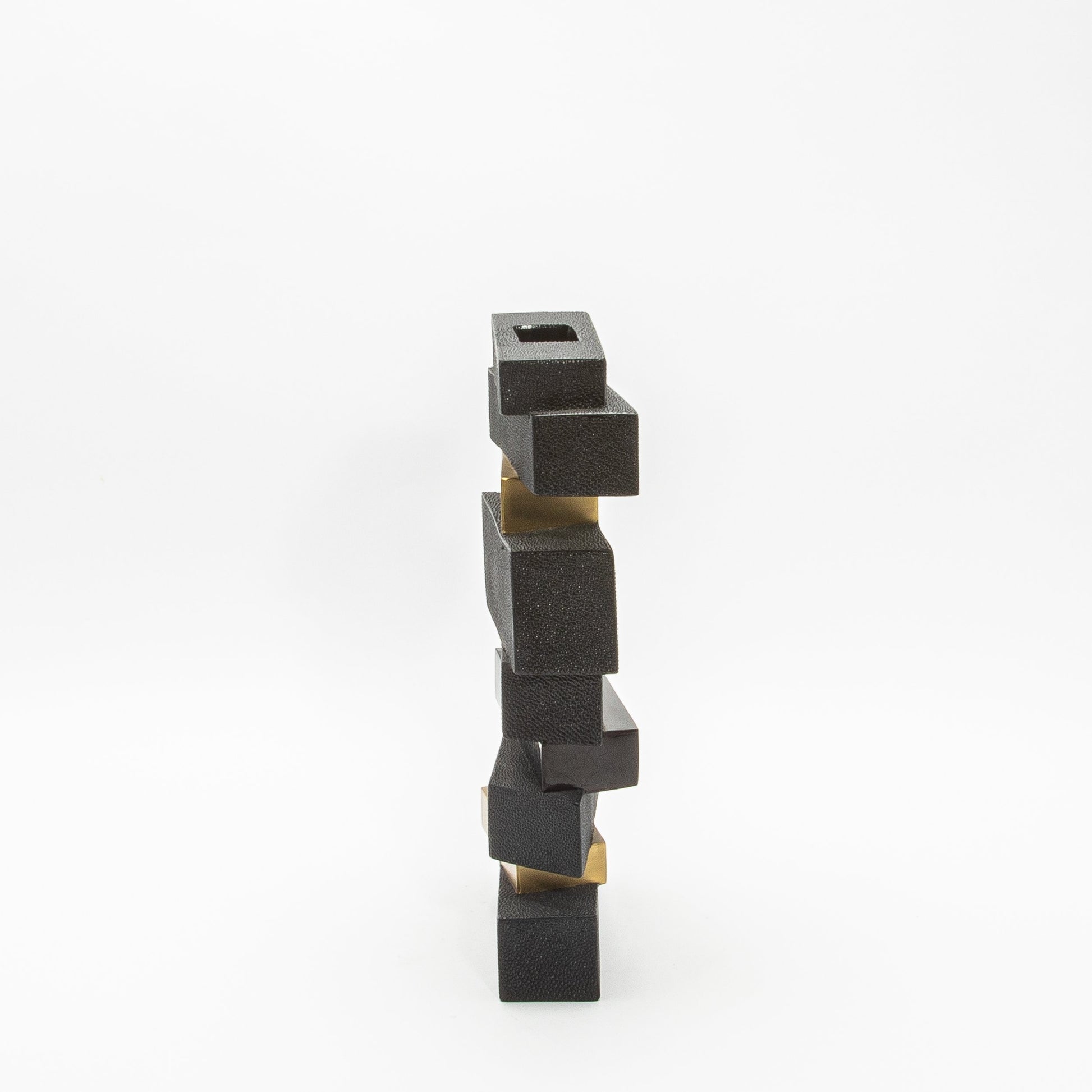 Sculptural Vase in Black Shagreen, Shell, and Brass by KIFU Paris