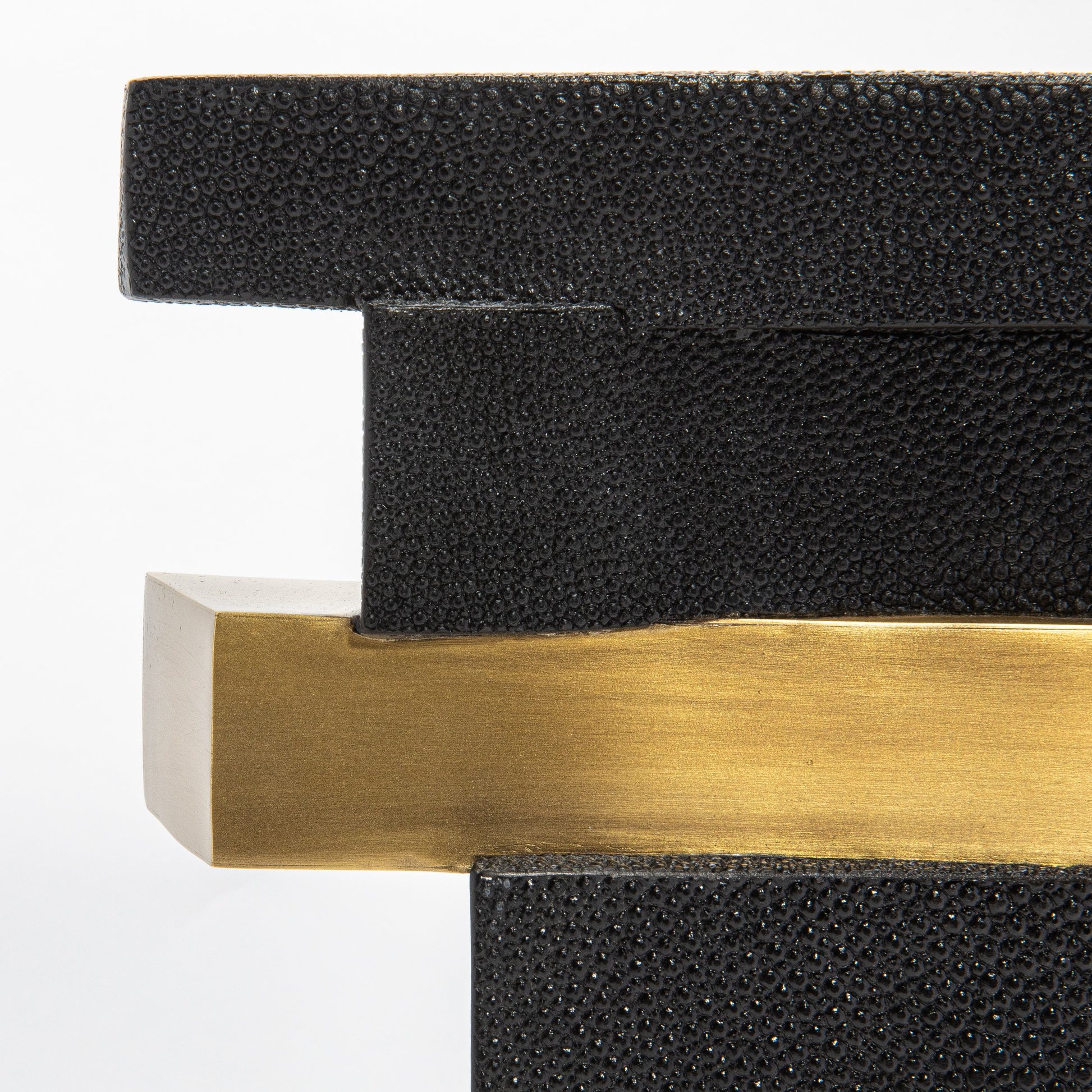 Sculptural Vase in Black Shagreen, Shell, and Brass by KIFU Paris